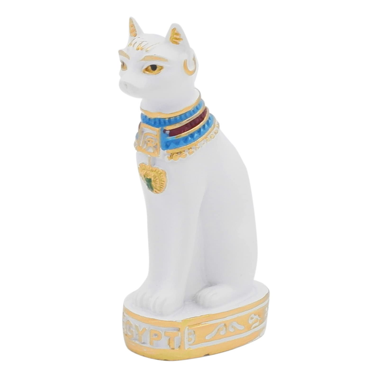 Egyptian Cat Bastet Statue - Ancient Egypt Reptile Terrarium Decor, White Ceramic Sculpture for Aquarium & Reptile Tank - Perfect for Egyptian Theme Decor, Home Office Display, and Reptile Habitat Enrichment