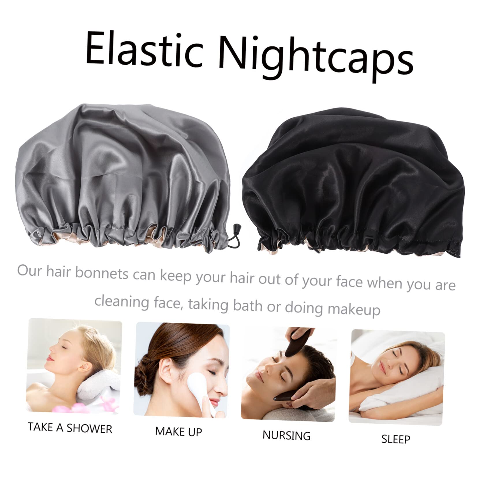 FRCOLOR Unisex Hair Bonnet for Sleeping - Soft Elastic Hair Loss Protection Cap for Women & Men - Styling Headscarf for Bathing, Showering & Night Care - Perfect for Natural Hair, Braids & Locs Protection