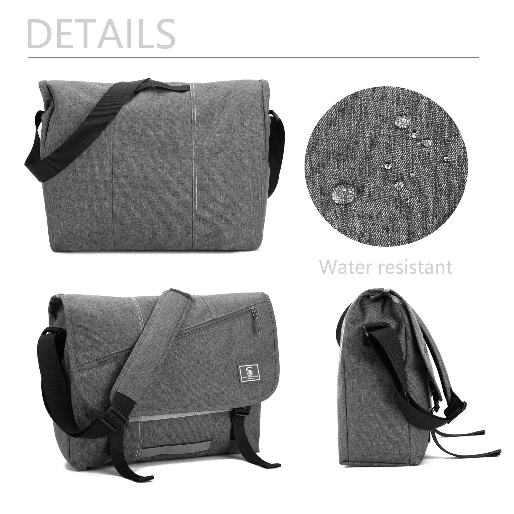OIWAS 15.6 Inch Unisex Messenger Bag - Waterproof Laptop Shoulder Bag for Men & Women, Crossbody Satchel Briefcase for Work, College & Travel - Large Capacity Computer Bag (Grey) | Perfect for Business Commute, Campus Life & Weekend Getaways