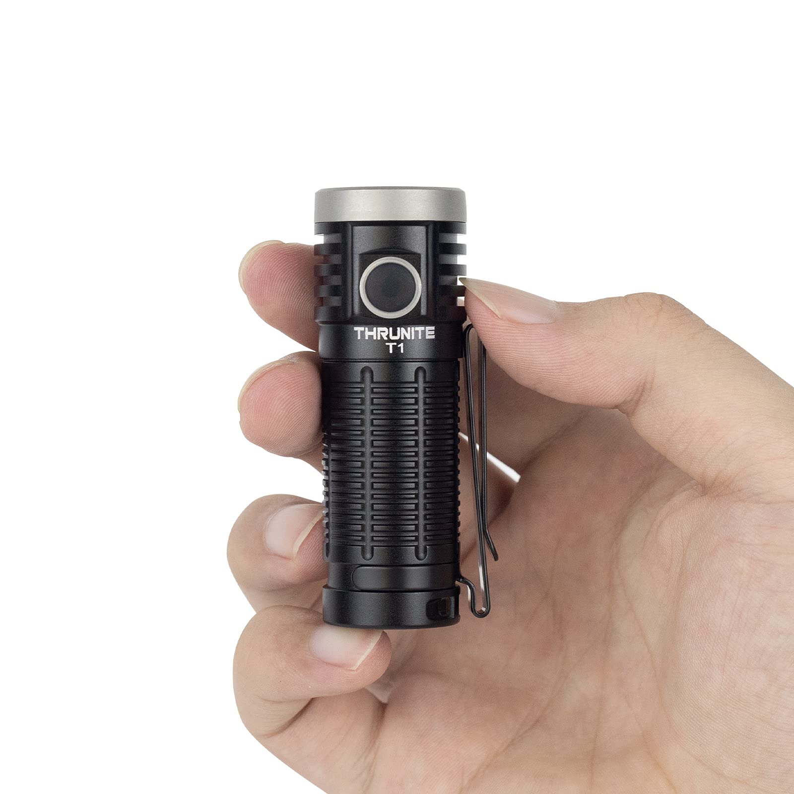 ThruNite T1 Magnetic Tailcap Flashlight - 1500 Lumens USB Rechargeable EDC Flashlight with Stepless Dimming, CREE XHP50 LED & Clip - Perfect for Camping, Hiking, Emergency & Everyday Carry (Black CW)