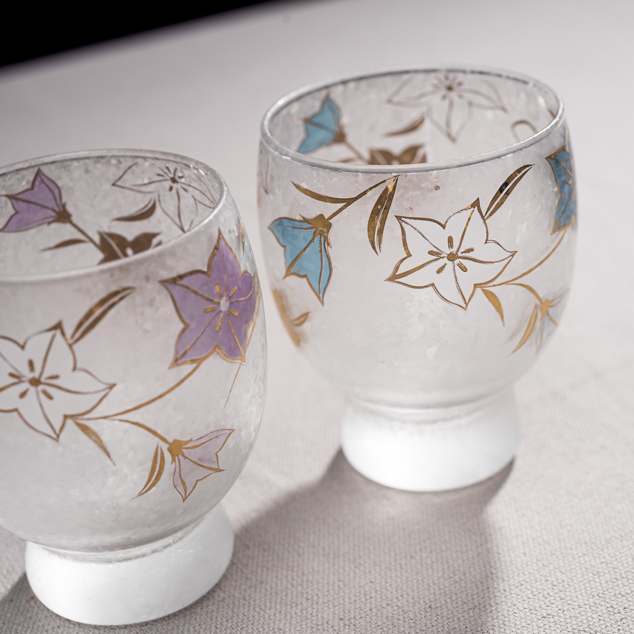 Premium Nippon Taste Four Season Pair Sake Glass Set - Elegant Bellflower Design for Japanese Sake, Wine & Cocktails - Perfect for Dining, Gifts & Home Bar Decor