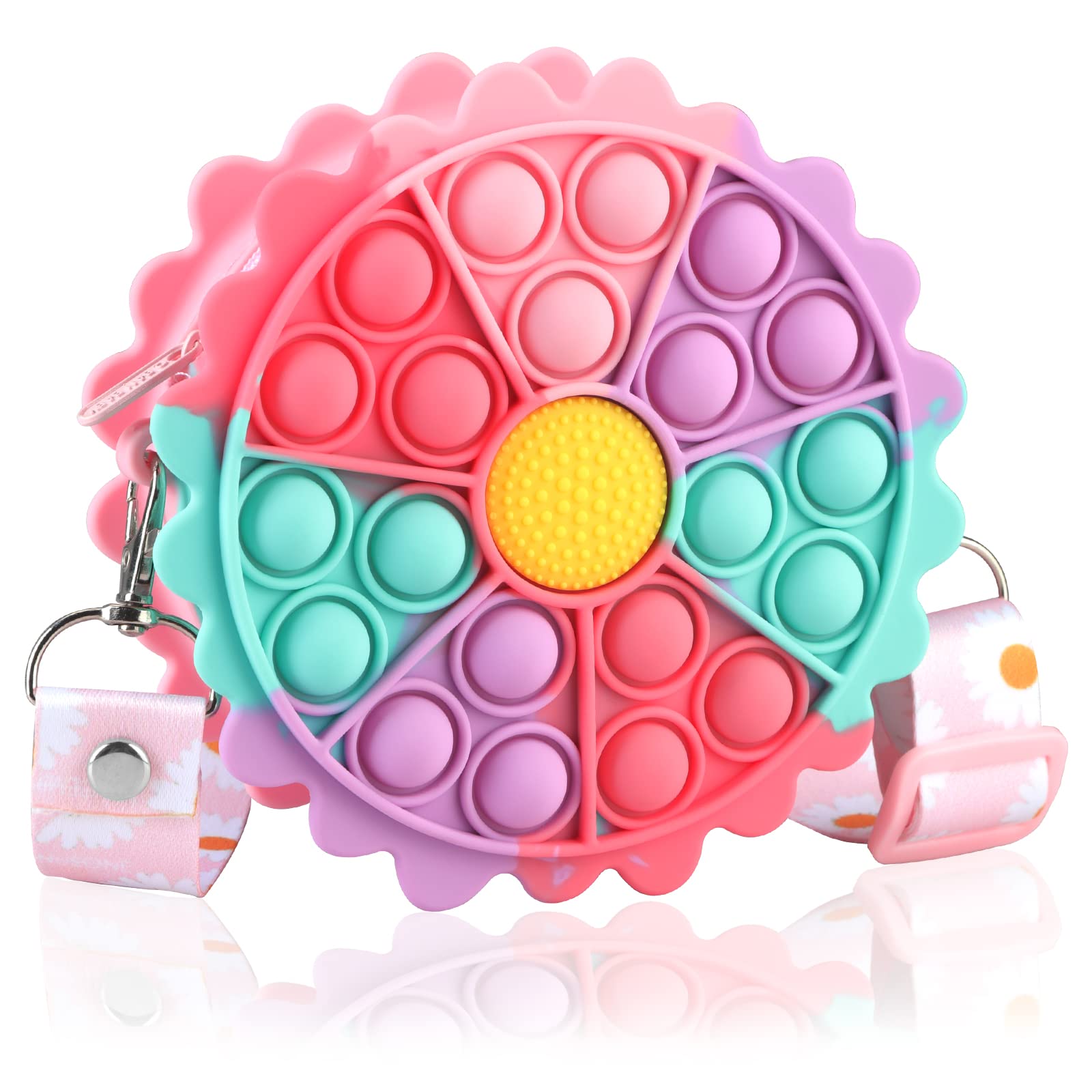 **Sunflower Pop Shoulder Bag - Sensory Fidget Toy for Stress Relief, Push Bubble Crossbody Purse, Silicone Popper Handbag for Girls, School Supplies & Backpack Accessory - Perfect for School, Travel & Anxiety Relief**
