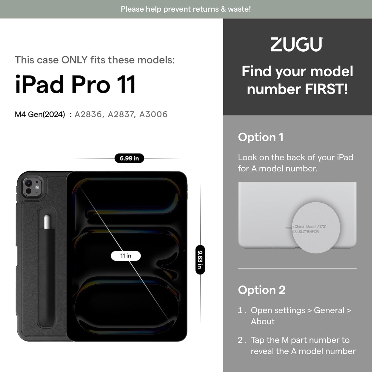 ZUGU iPad Pro 11 Inch Case (M4) 2024 - Ultra Slim Protective Cover with Wireless Apple Pencil Charging - 8-Angle Magnetic Stand & Auto Sleep/Wake - Perfect for Work, Travel, and Home Use [Pine Green]