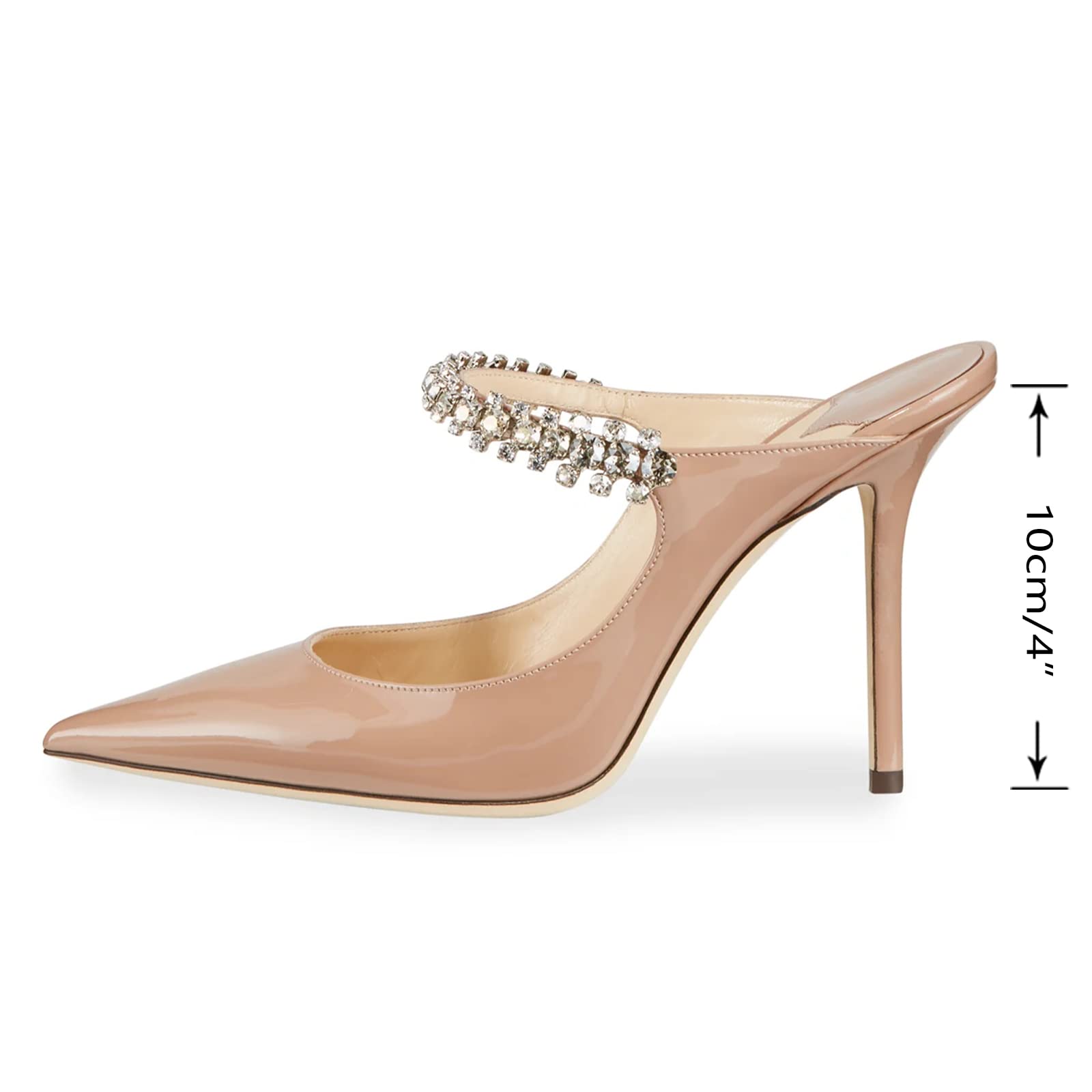 MIRAAZZURRA Women's Rhinestone Strappy Pointed Toe Stiletto Heel Mules - Slip On Bridal Sandals & Wedding Party Shoes for Women | Perfect for Evening Events, Date Nights & Special Occasions