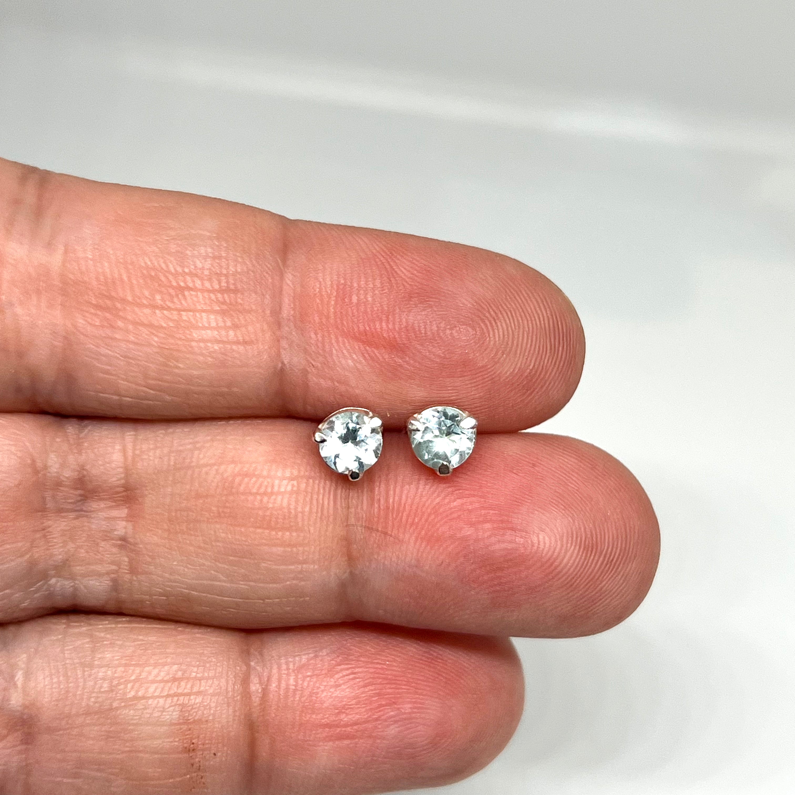 5mm Round Faceted Gemstone Stud Earrings - 3 Prong Set (PSE005) | Elegant & Durable for Daily Wear, Parties & Gifts