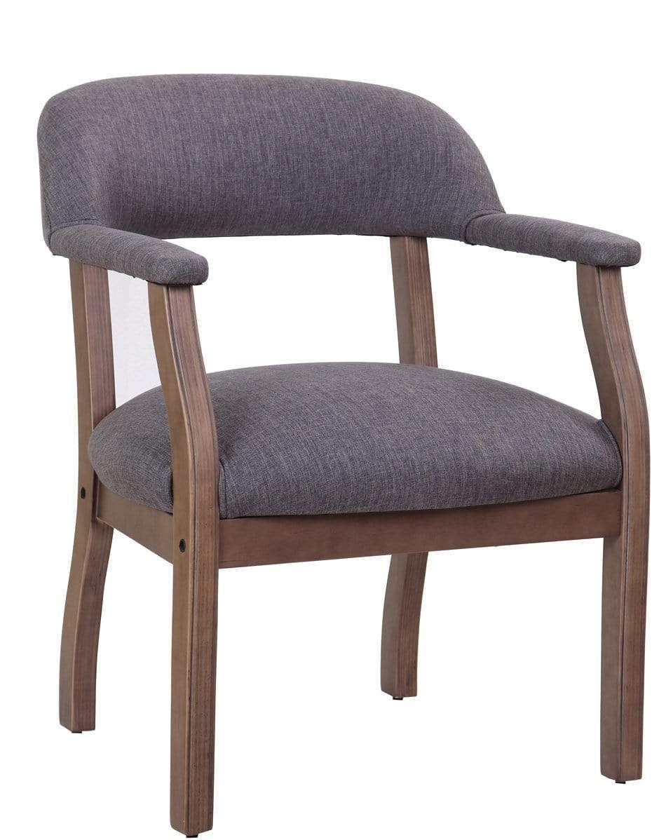 Premium Boss Modern Captain's Guest Chair - Commercial Grade Slate Gray Linen Upholstery [B9540DW SG] - Perfect for Office, Conference Room & Executive Waiting Areas