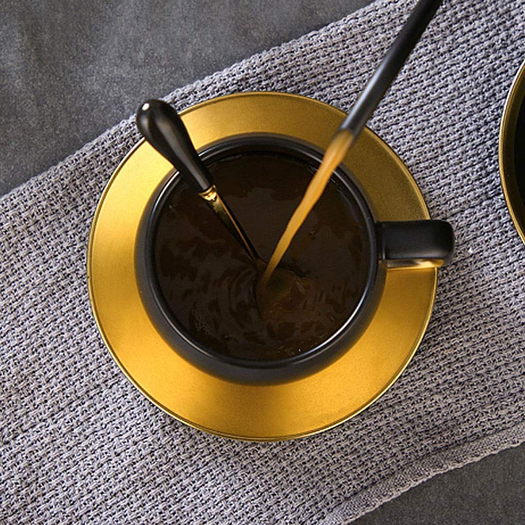 Creative Gradient Ceramic Coffee Mug with Gold Accents - Rough Surface Cup & Saucer Set for English Afternoon Tea, Latte, and Espresso - Perfect for Home, Office, and Cafe Use (Color: A)