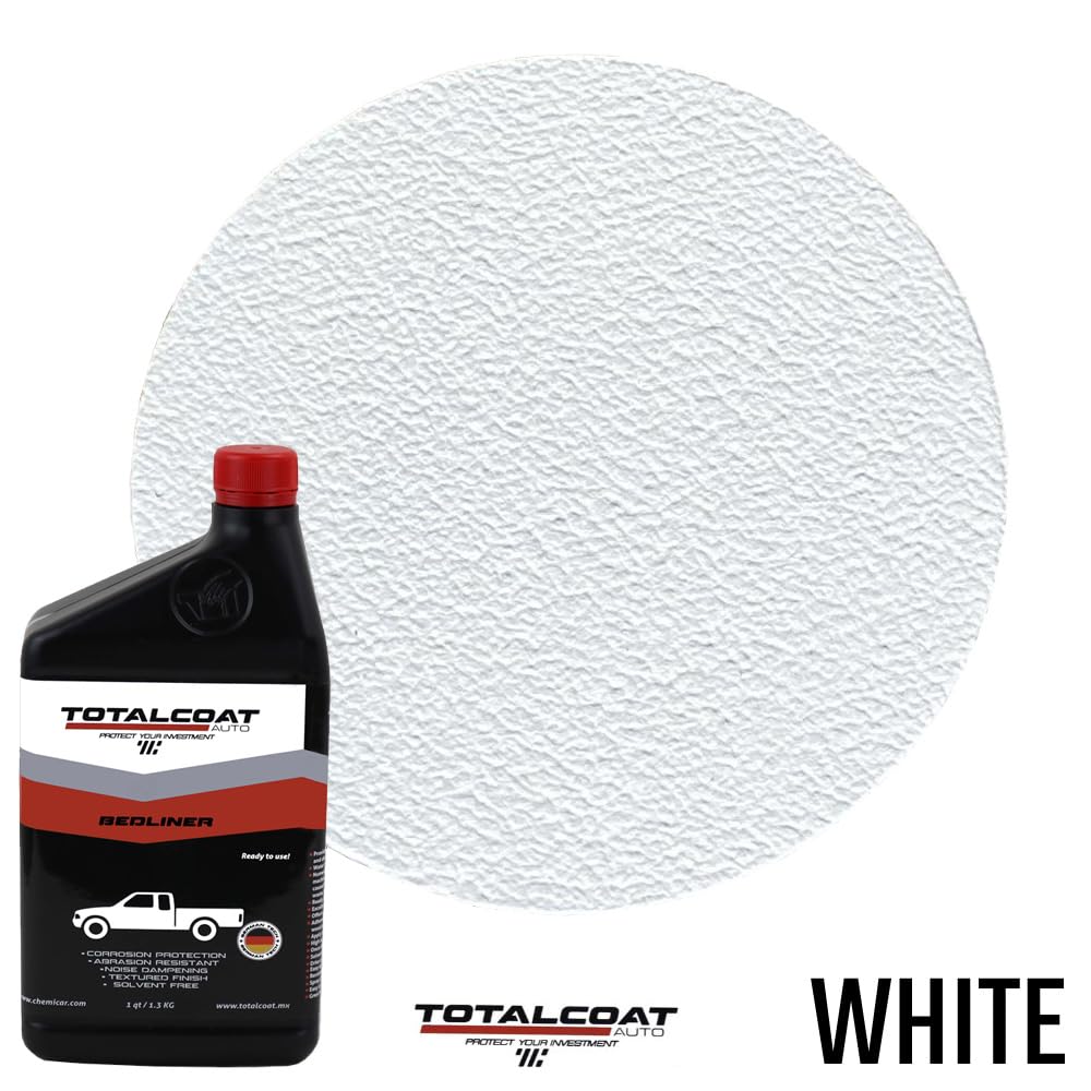 **White Roll On Bedliner - Durable Truck Bed Coating Protects Against Rust, Corrosion, Dents & Scratches | Easy DIY Application for Trucks, Cargo Vans & Box Trucks (4 Quarts, Roller & Tape Kit Included) | Ideal for Hauling, Construction & Outdoor Work**