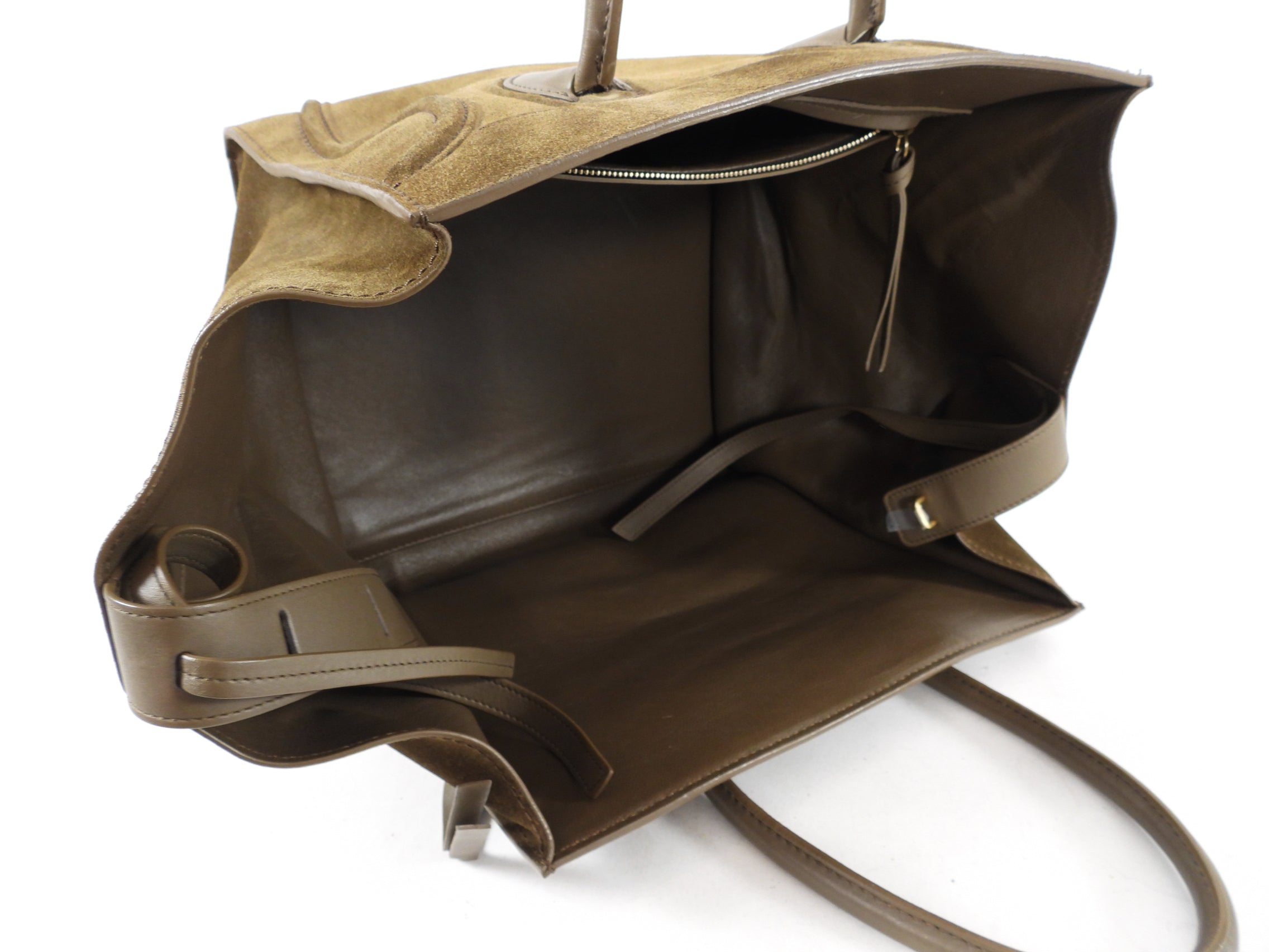 Celine Olive Green Phantom Luggage Tote Bag - Luxury Leather Handbag for Women | Perfect for Work, Travel & Everyday Use