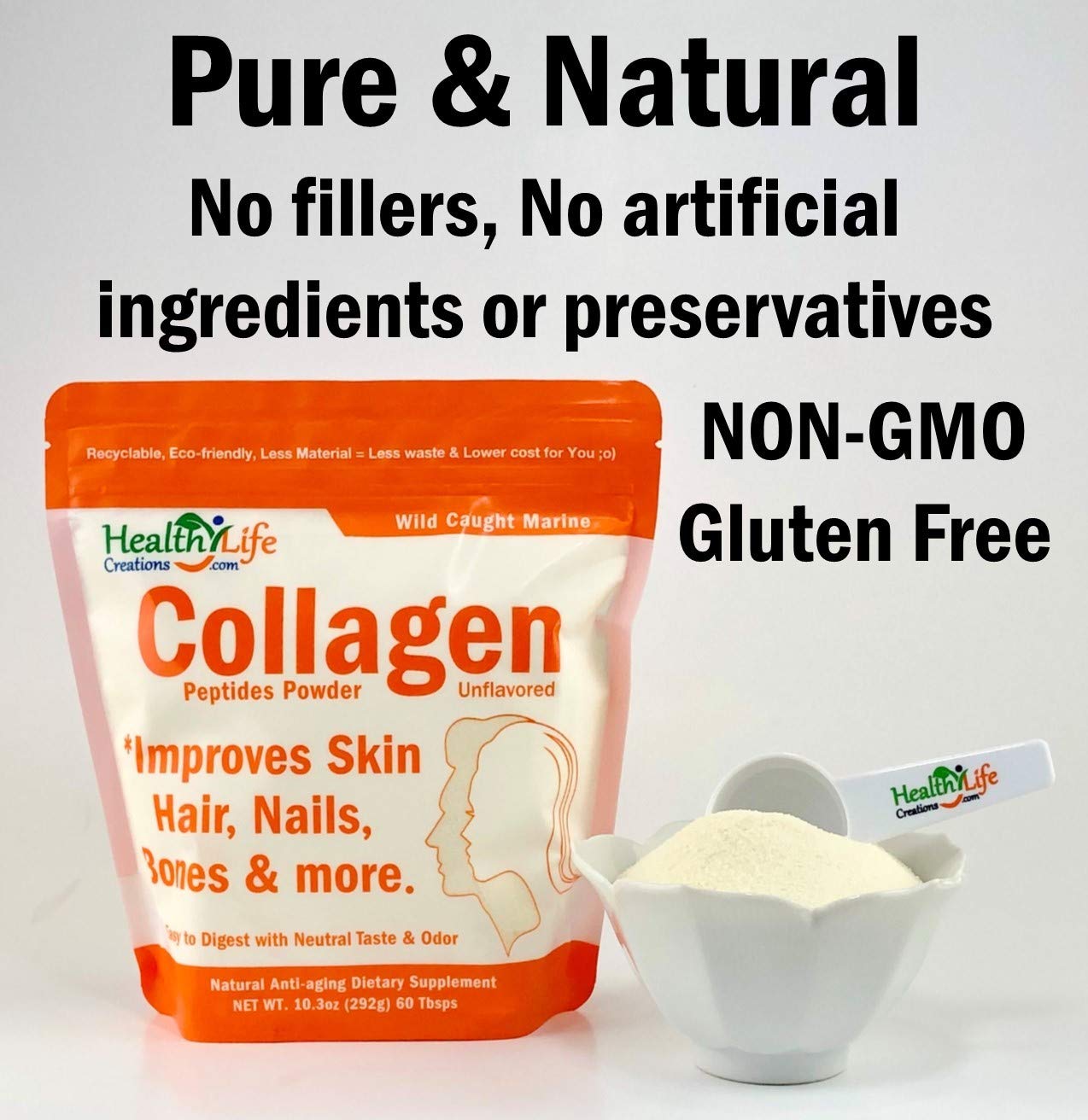 Premium Wild-Caught Marine Collagen Peptides Powder 10.3 oz | Unflavored, Fast-Dissolving | Supports Anti-Aging, Gut Health & Joint Recovery | Sugar-Free, Gluten-Free, Non-GMO | Perfect for Smoothies, Coffee & Post-Workout Recovery