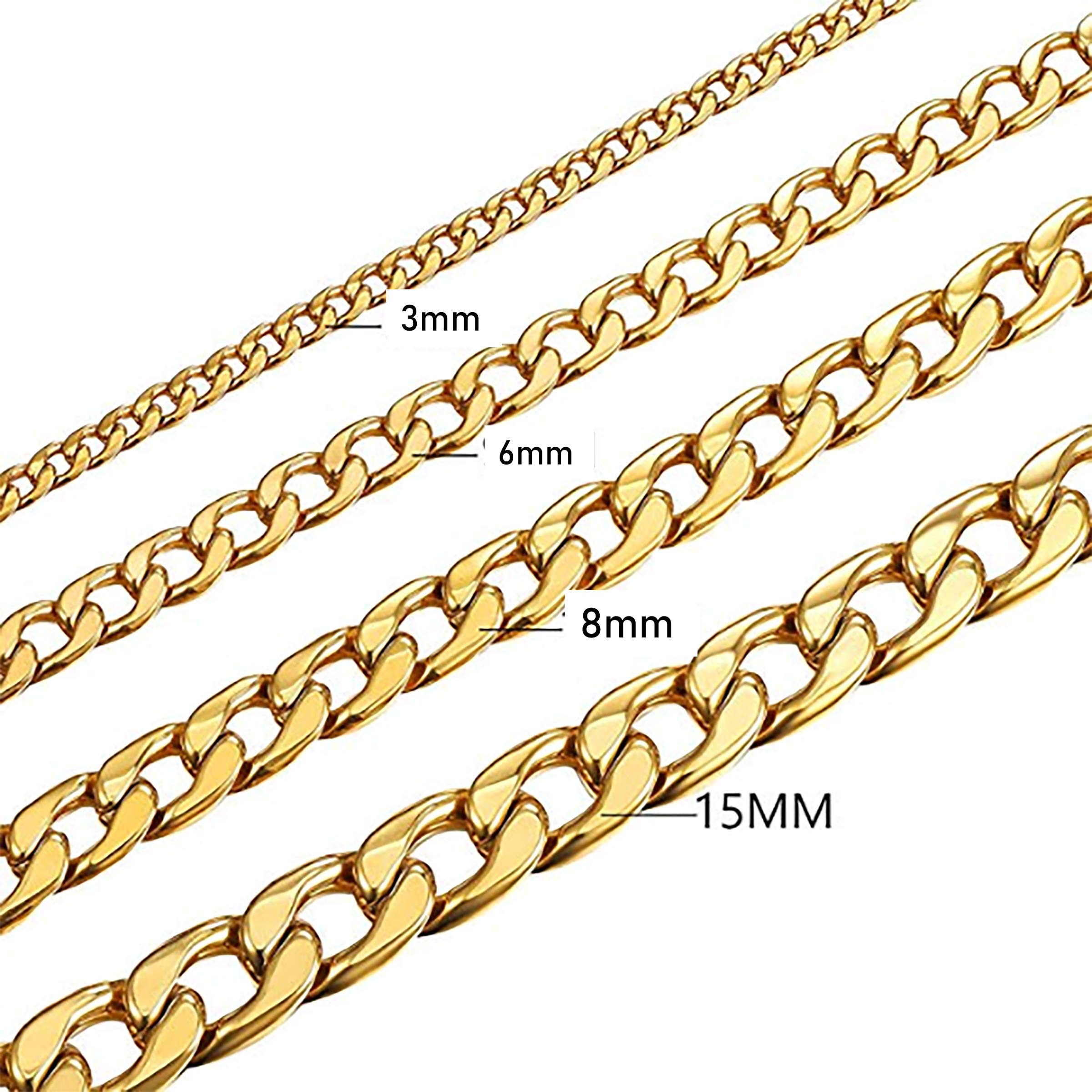Premium Stainless Steel Cuban Link Chain Necklace for Men - 18K Gold Plated Hip Hop Jewelry Gift - Perfect for Casual Wear, Parties & Special Occasions