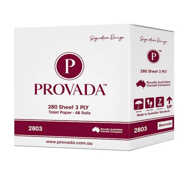 Provada Signature 3-Ply Toilet Paper, 280 Sheets per Roll, 48 Rolls - Ultra Soft & Strong Bathroom Tissue for Home, Office, and Commercial Use