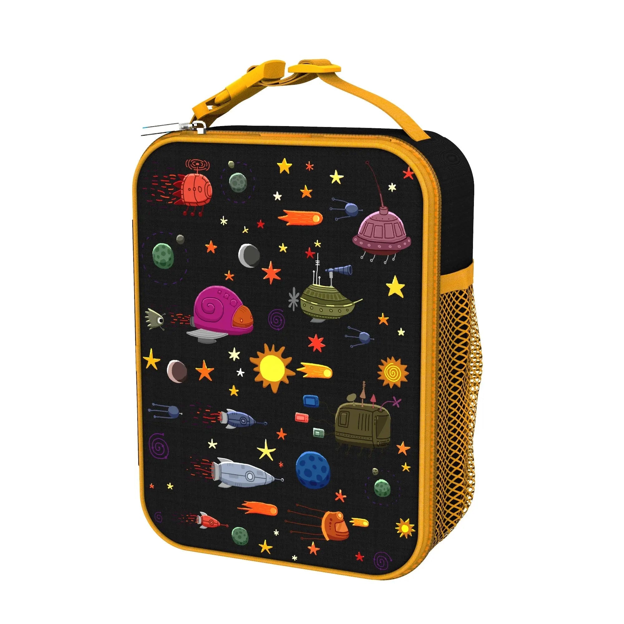 Ion8 Kids Lunch Bag with Spaceships Design - Insulated Reusable Lunch Box for School, Picnic & Travel - BPA-Free & Leak-Proof Lunch Tote for Boys & Girls