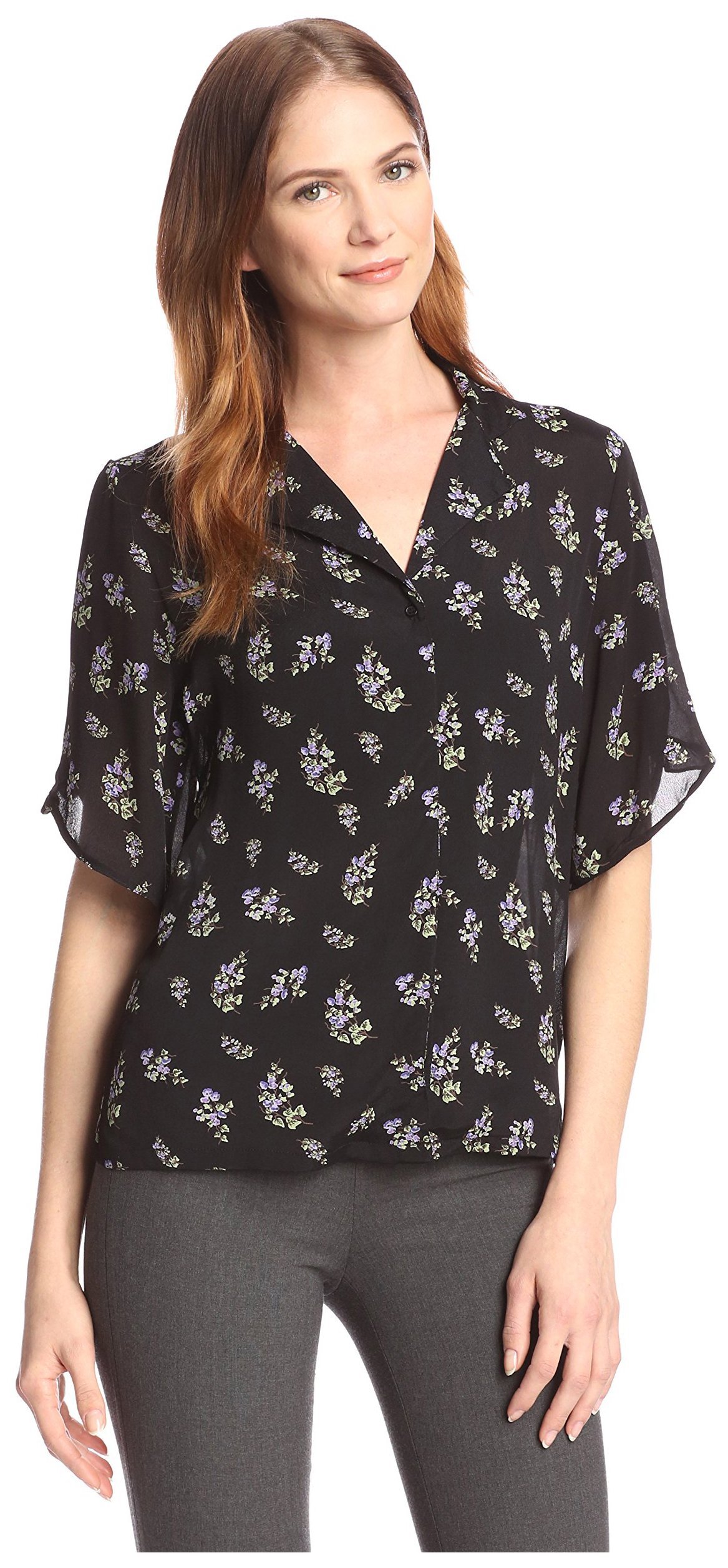 byTiMo Women's Floral Printed Button Up Blouse - Casual Short Sleeve Shirt for Summer, Work & Date Night Outfits