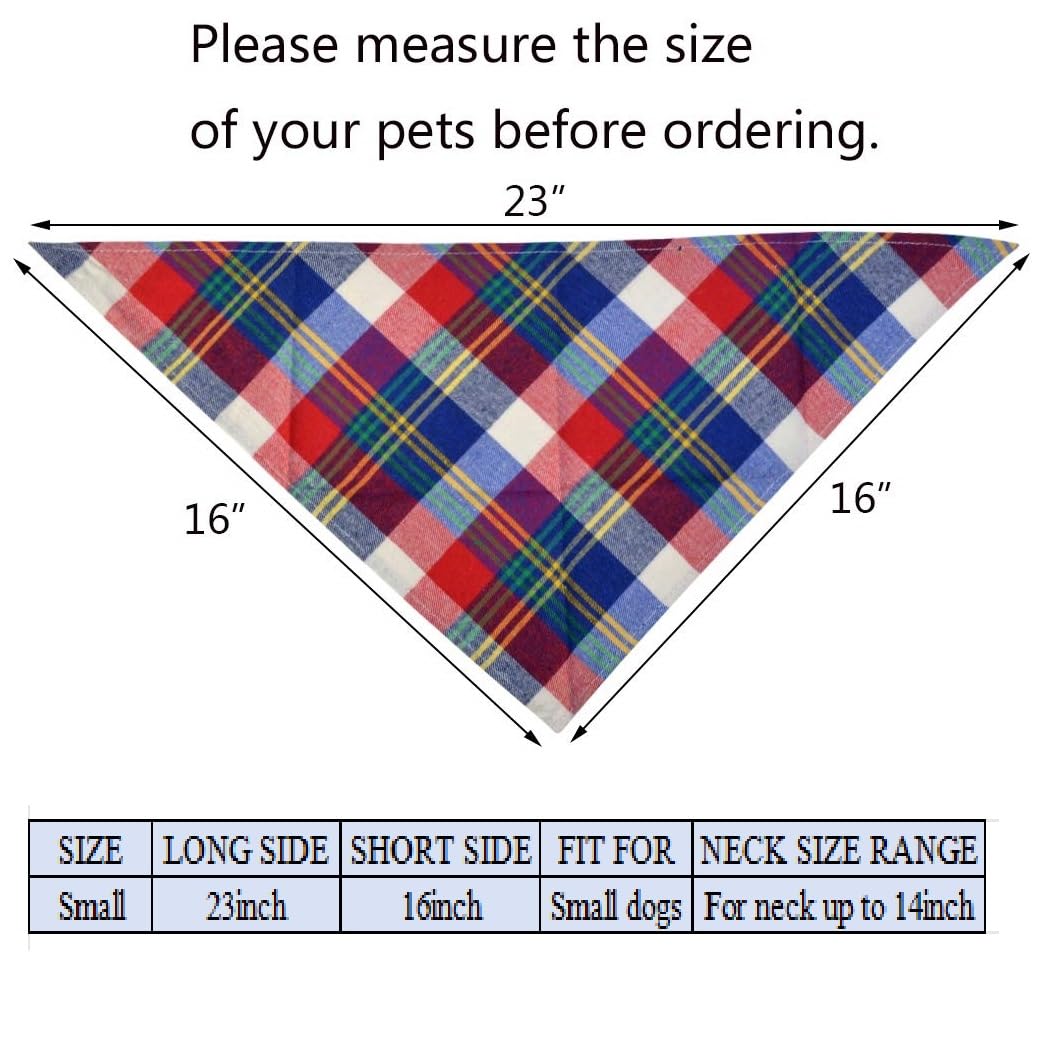 Lee-buty 15pcs Washable Cotton Checkered Dog Bandanas Set - Pet Scarf Kerchief & Bibs for Small Dogs & Cats | Perfect for Outdoor Fall Adventures, Birthday Parties & Photo Shoots