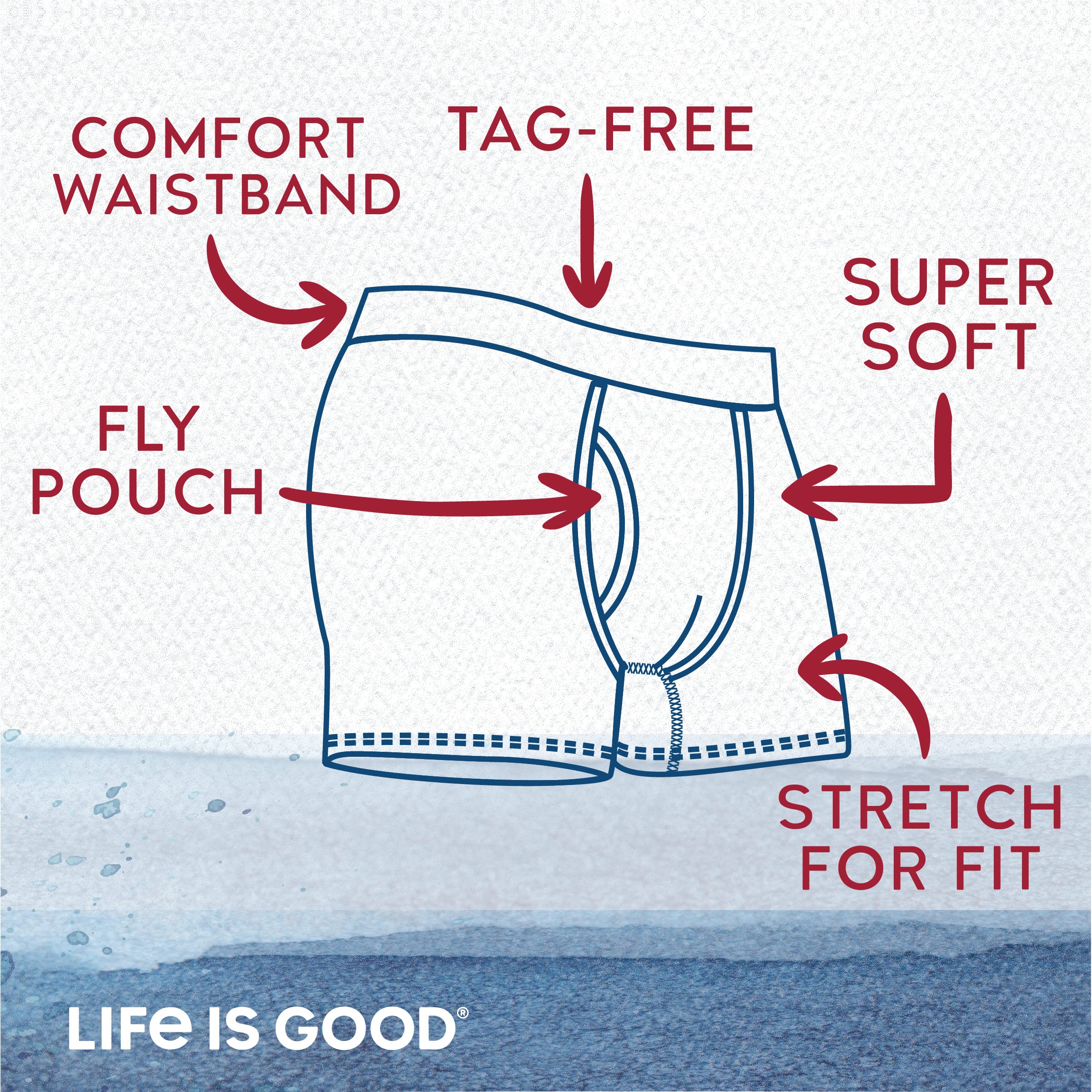 Life is Good Men’s Boxer Briefs - 3 Pack Stretch Underwear with Fly Pouch - Breathable Cotton Boxers for Men (S-XL) - Perfect for Everyday Wear, Gym & Travel