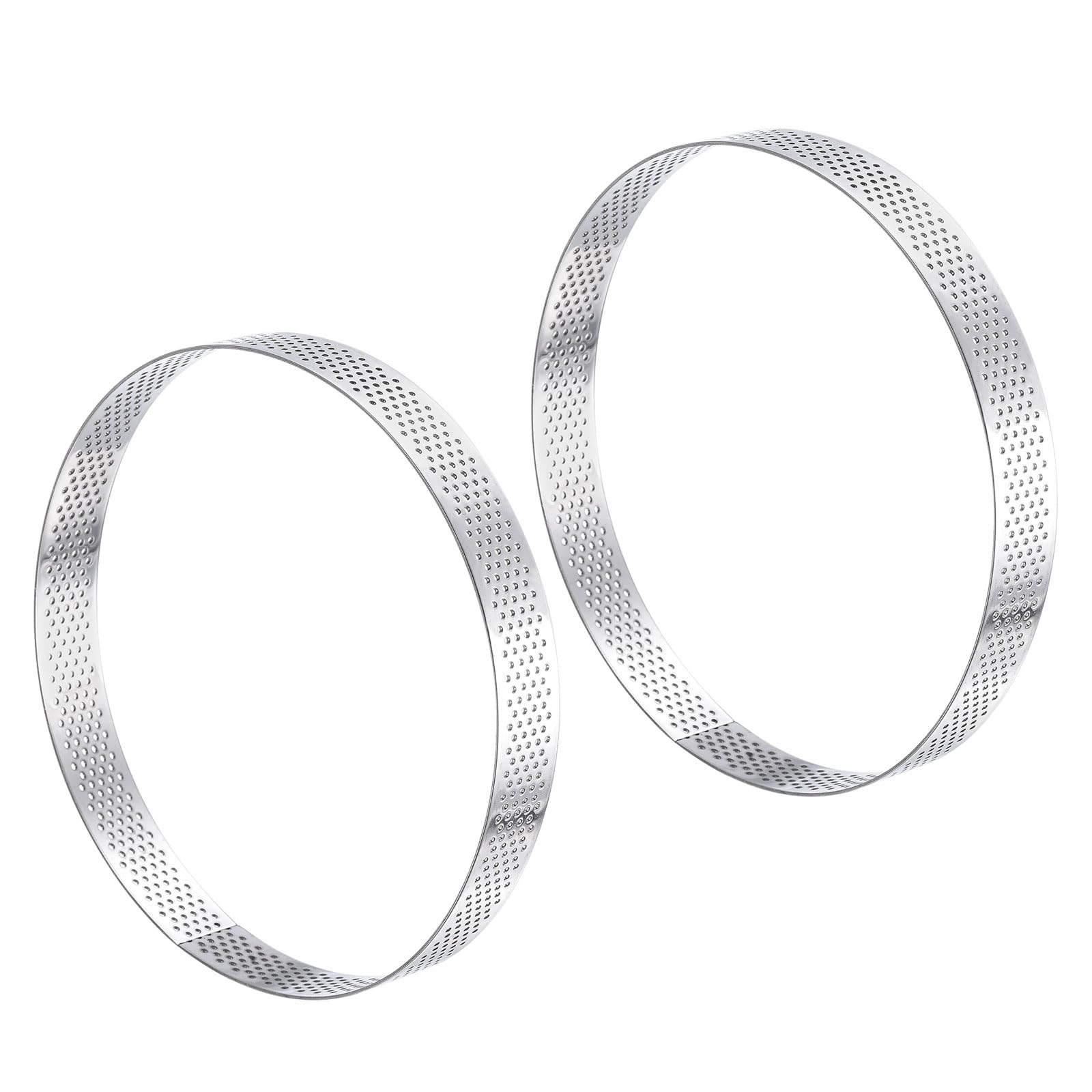 uxcell 2-Pack Stainless Steel Perforated Cake Rings - 5.9 Inch Diameter, 0.8 Inch Height - Heat-Resistant Baking Molds for Cakes, Desserts, Mousse & Pastries - Perfect for Professional & Home Baking