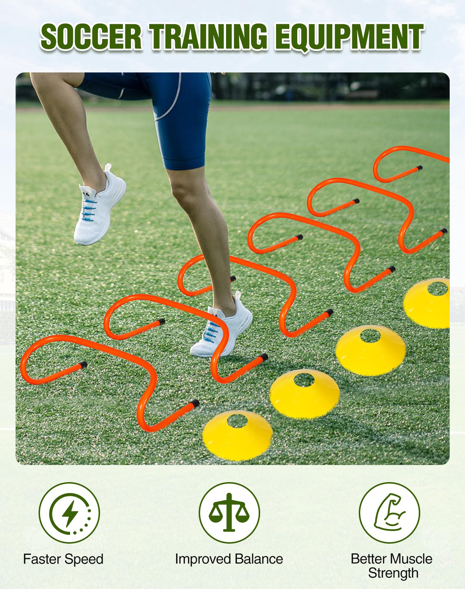 Lineslife Agility Ladder & Speed Training Set - Professional Agility Hurdles, Disc Cones & Soccer Training Equipment for Youth & Adults - Perfect for Football, Soccer, Track & Field Drills at Home or Gym