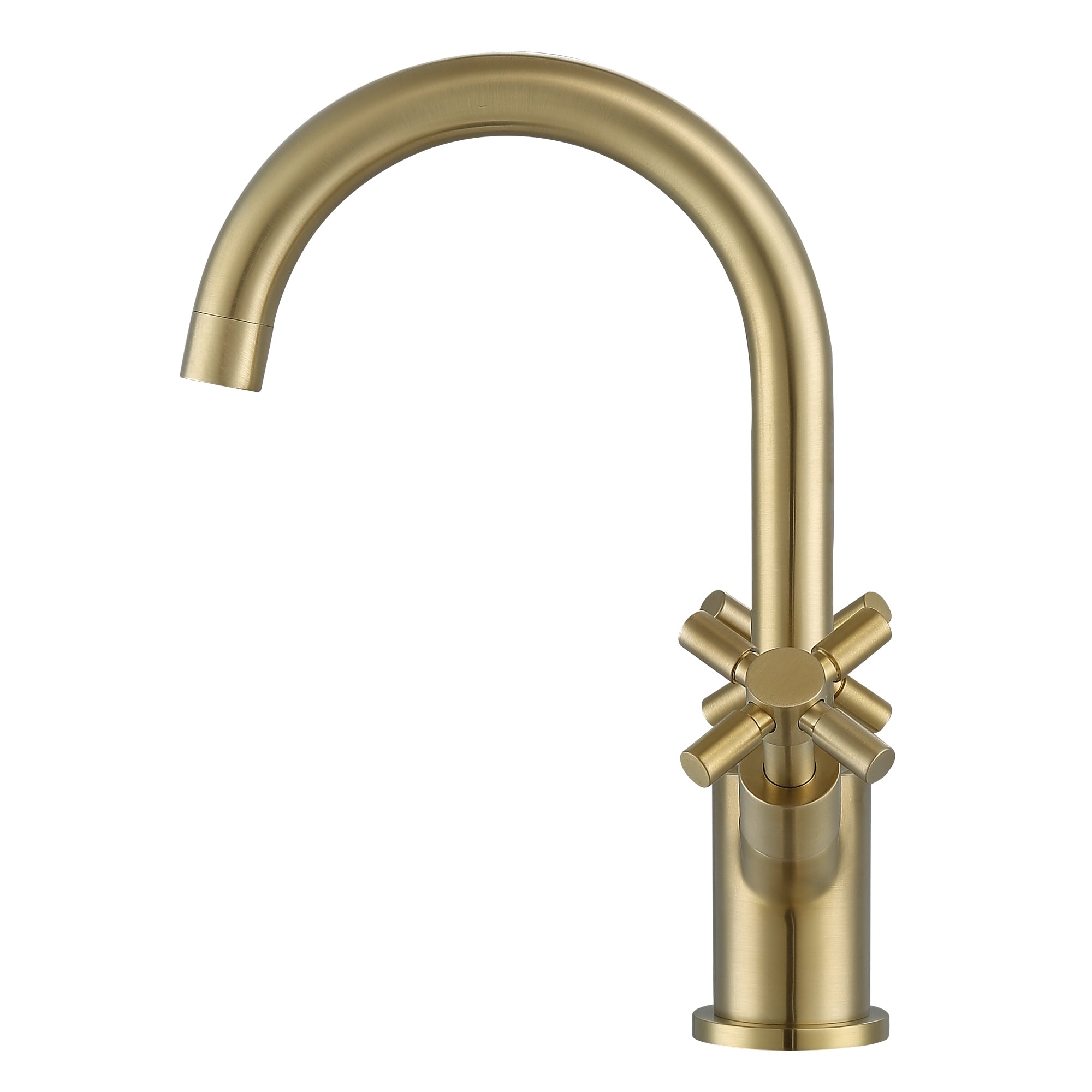 Ancona Prima Cross Handle 1 Hole Bathroom Faucet in Brushed Champagne Gold - Modern Single Hole Bathroom Sink Faucet for Vanity, Powder Room & Guest Bath (Brushed Gold Finish)