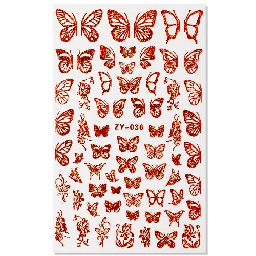Butterfly Nail Art Decals - Red Floral Nail Stickers for Women | DIY Manicure Designs | Perfect for Parties, Weddings & Special Occasions