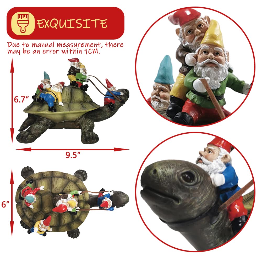 Sunthus Garden Gnome Turtle Statue - Resin Outdoor Decor for Yard, Patio & Garden - Cute Lawn Ornament for Home & Landscape Decoration
