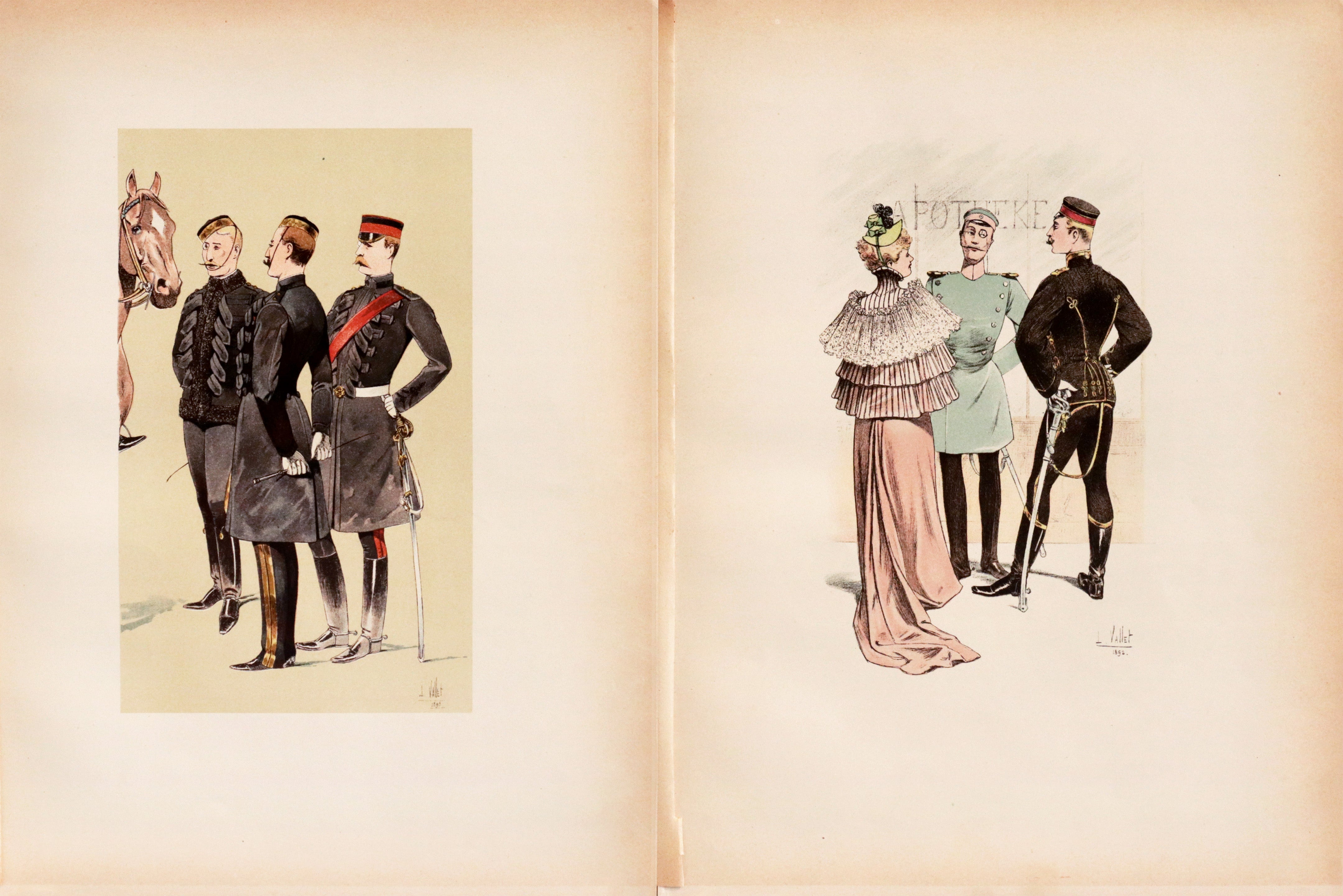 Antique 1893 French Cavalry Lithographs by Firmin Didot & Vallet - Vintage Military Art Prints (Set #2) for Home Decor, Office Wall Art, and Historical Collectibles