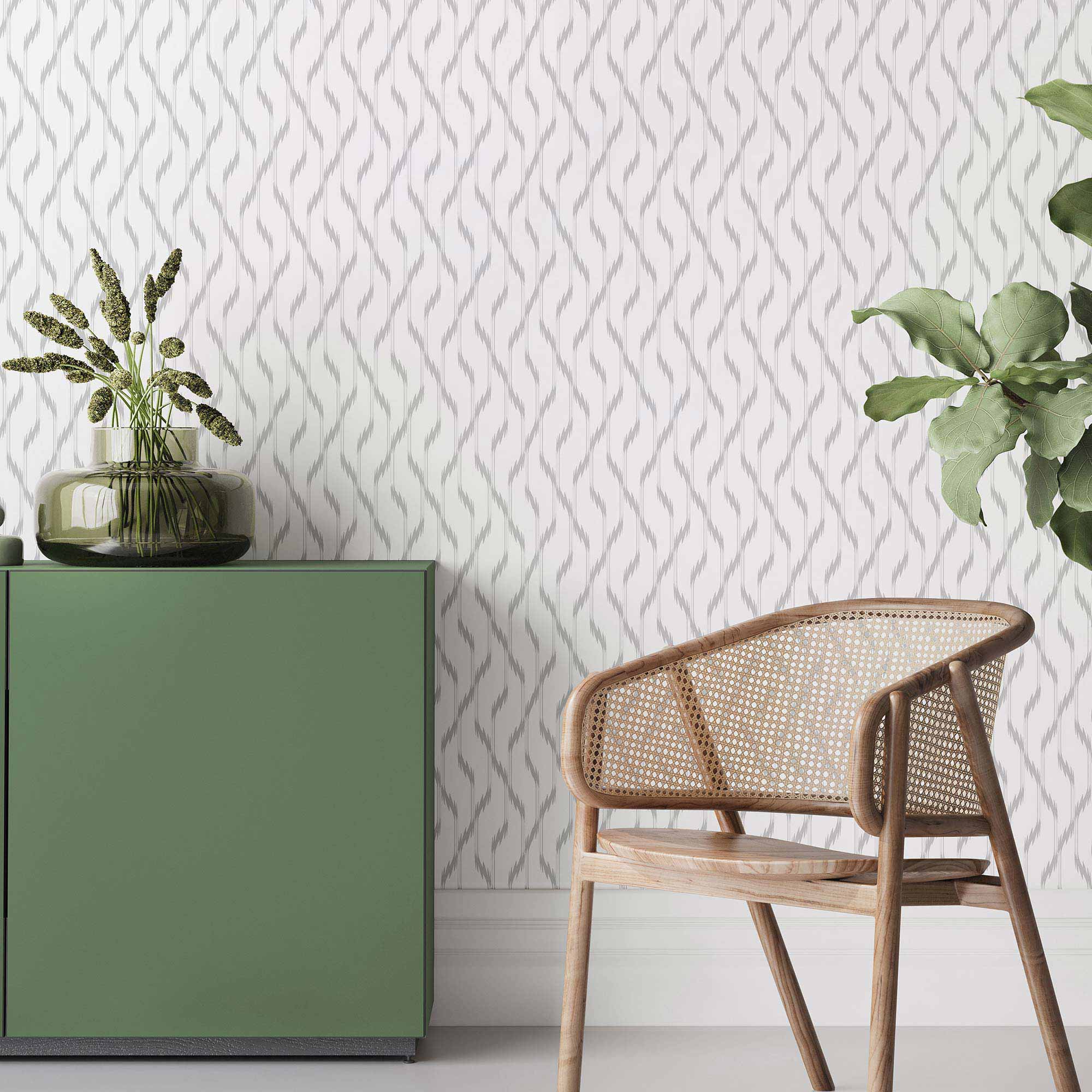 Grey Ikat Peel and Stick Removable Wallpaper - Self-Adhesive Decorative Wall Covering for Bedroom, Living Room, Nursery & Office Decor
