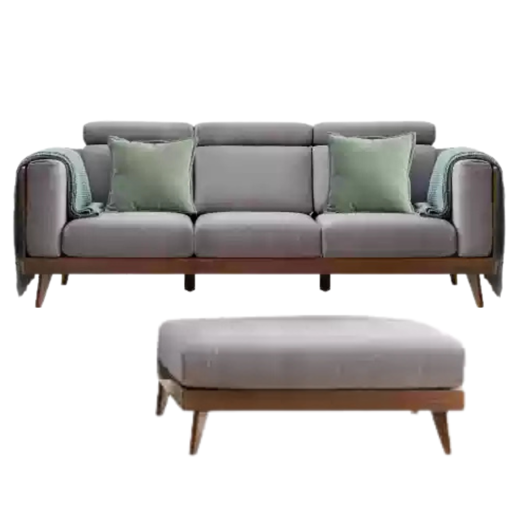Premium Black Walnut & Ash Solid Wood Adjustable Headrest Sofa - Modern Living Room Furniture for Relaxation & Comfort