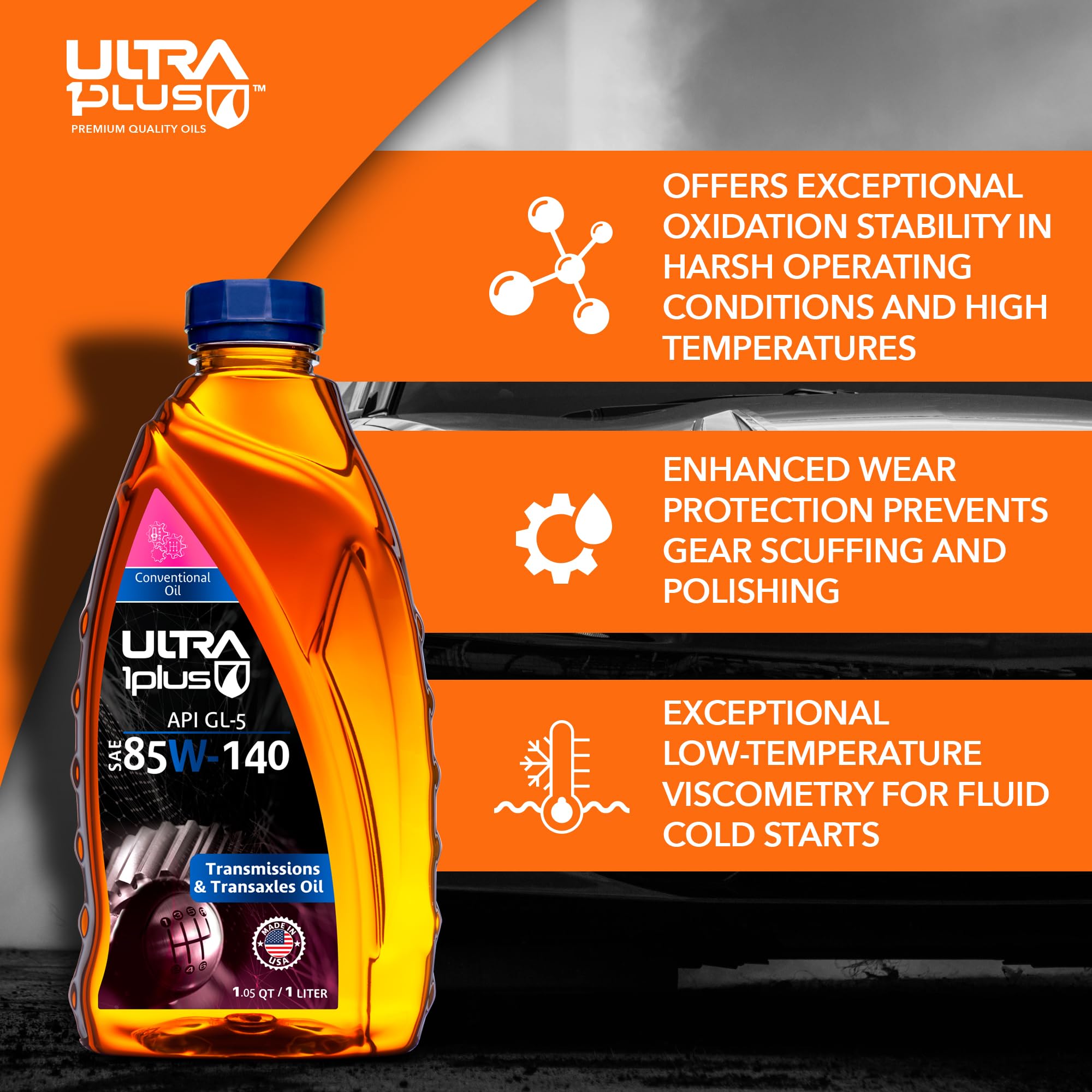 SAE 85W-140 Conventional Gear Oil - API GL-5 Certified for Heavy-Duty Vehicles & Industrial Equipment - Ideal for Truck Differentials, Off-Road Vehicles & Construction Machinery