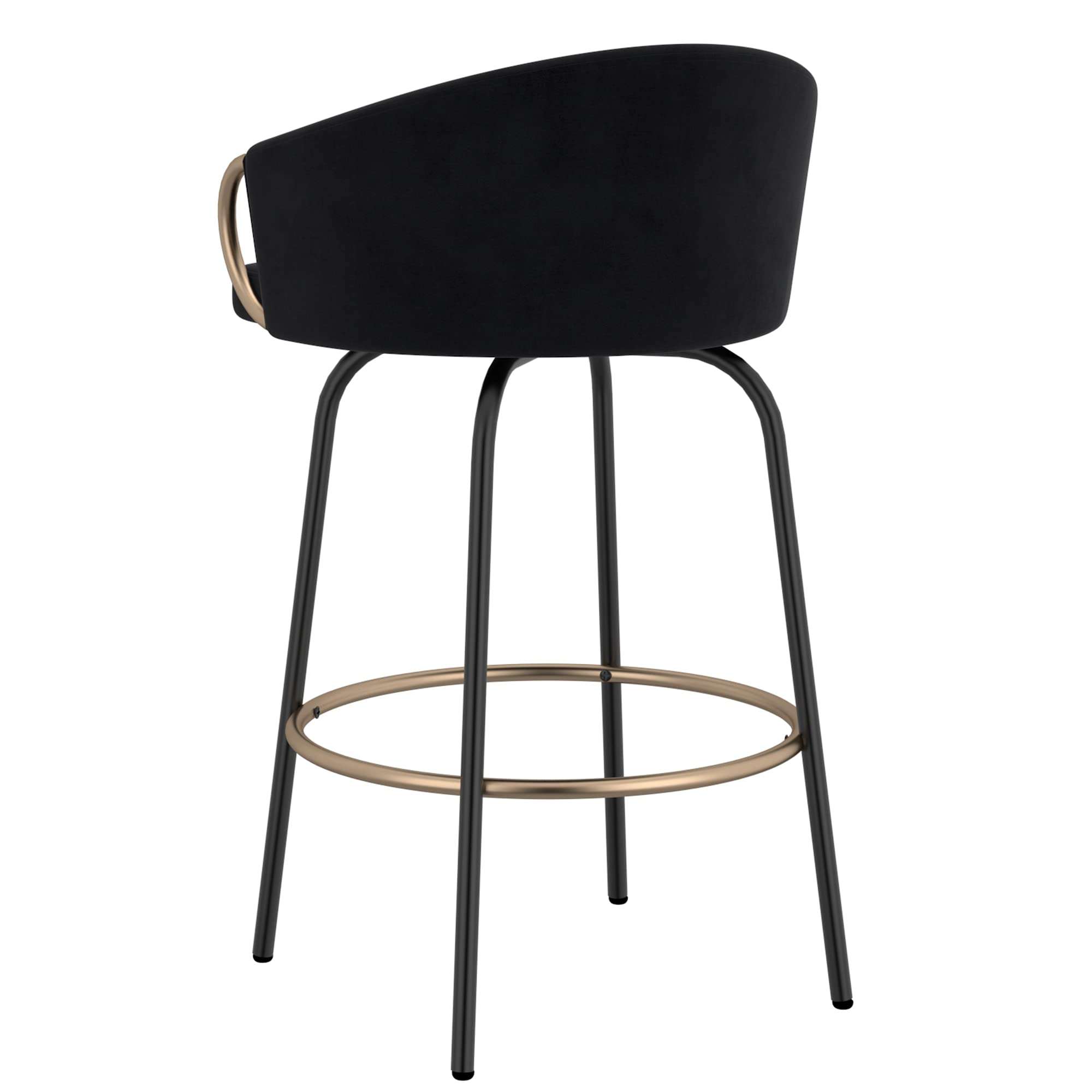 Set of 2 Modern Velvet & Metal 26-Inch Black Counter Stools - Perfect for Kitchen Islands, Breakfast Bars & Home Decor