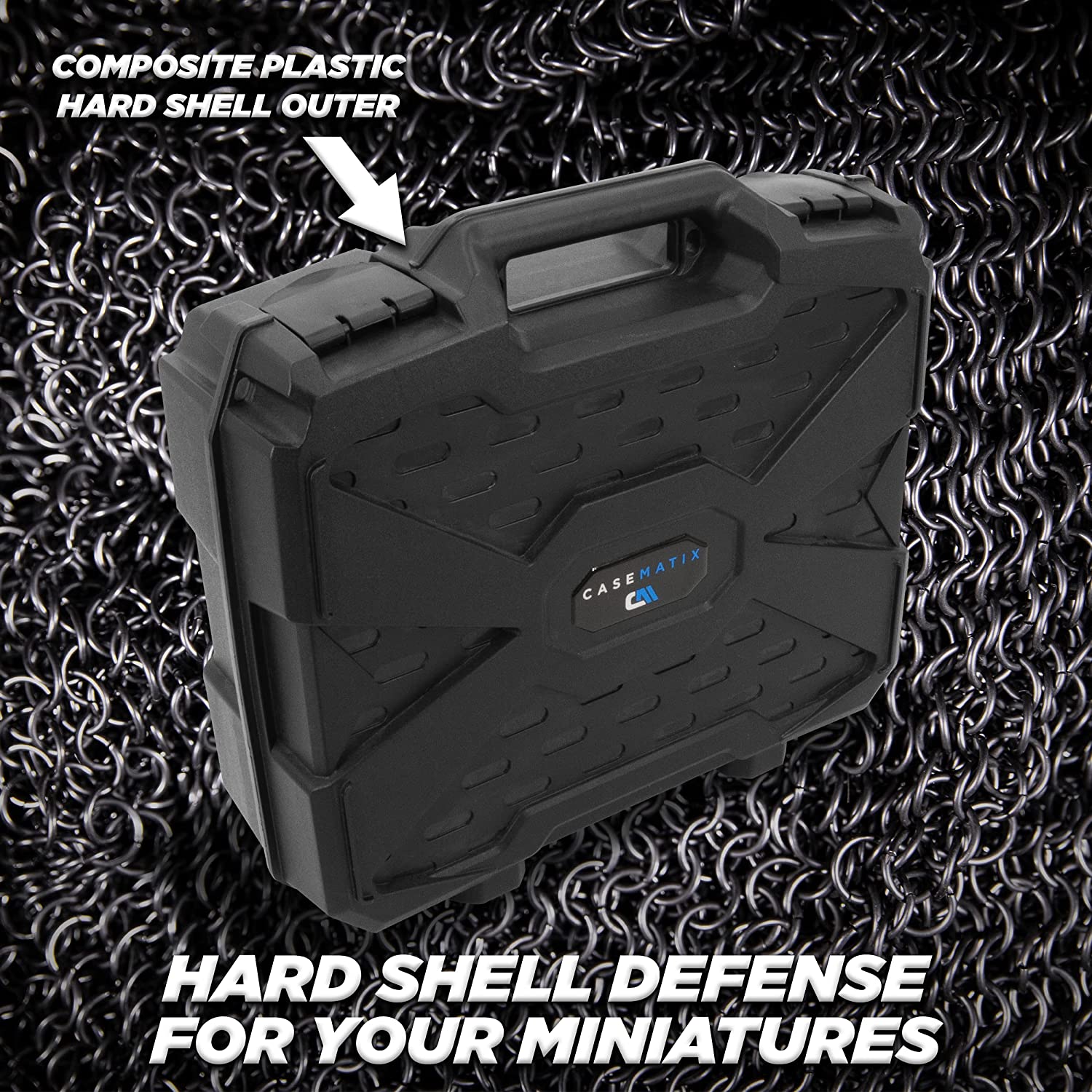 CASEMATIX Miniature Storage Hard Shell Case - Dual Layer Foam Protector for Warhammer 40K, D&D Miniatures | Portable Game Figure Organizer for Tabletop RPG, Wargaming & Collectibles