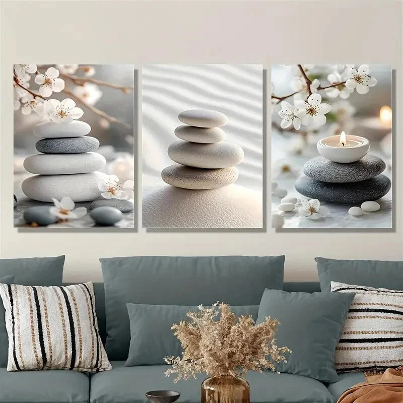 3-Piece Zen Art Metal Print Set - Mind Purifying Yoga Wall Decor Ready to Hang | Perfect for Meditation Rooms, Yoga Studios & Home Office