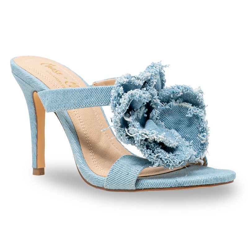 Yasmin Women's Denim Heels - Stylish High Heel Sandals for Parties, Weddings & Night Out | Comfortable & Fashionable Footwear