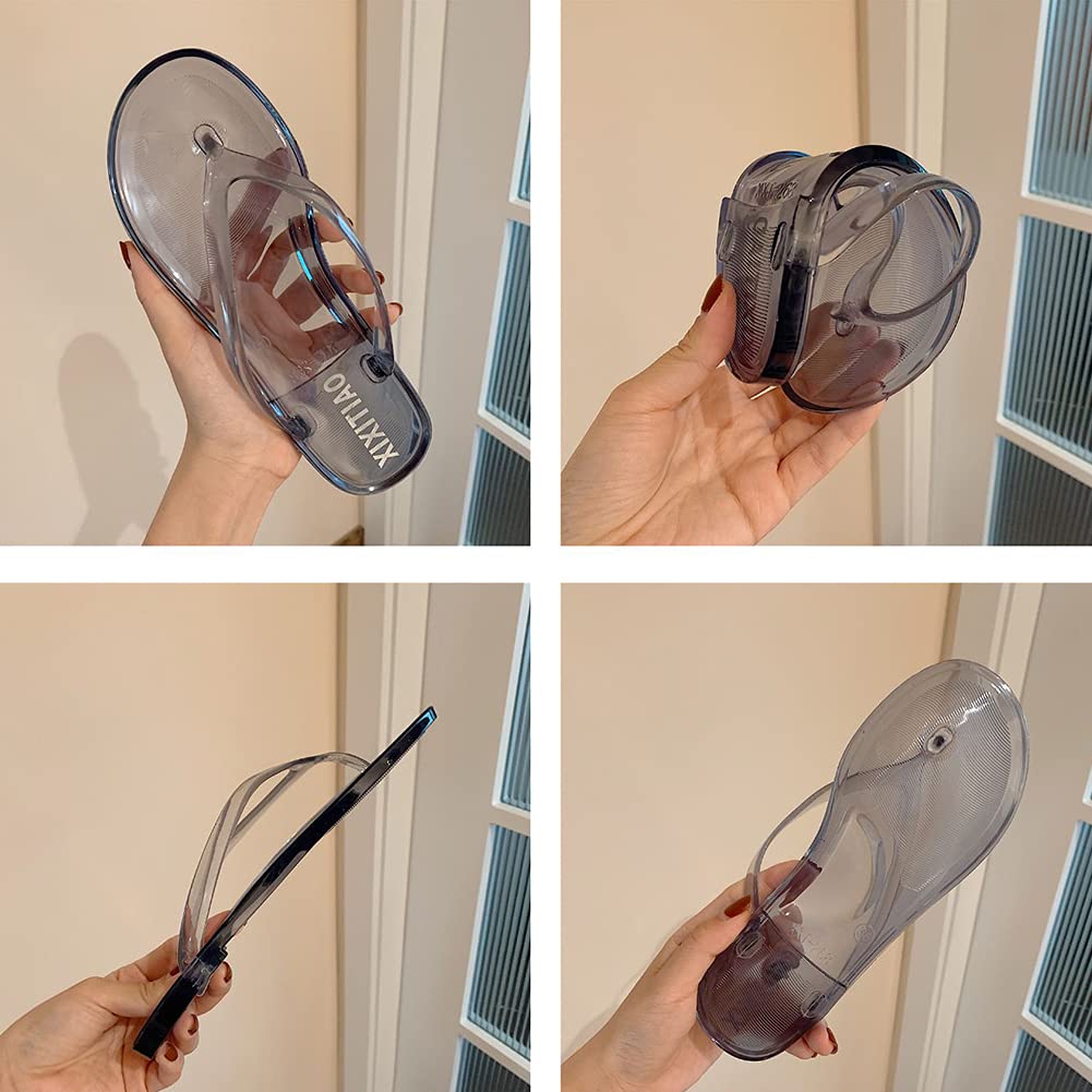 YIBLBOX Women's Transparent Flip Flops - Comfortable Beach Sandals & Pool Slippers for Summer, Outdoor, Vacation, and Relaxing at Home