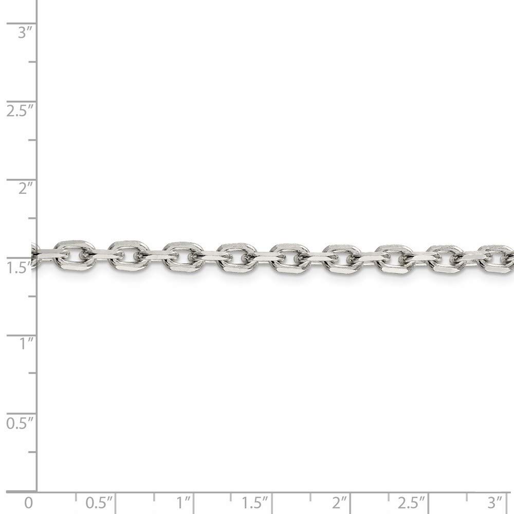 Roy Rose Jewelry Sterling Silver 4.90mm Beveled Oval Cable Chain Necklace 24 Inches - Elegant Layering Piece for Women, Perfect for Everyday Wear & Special Occasions