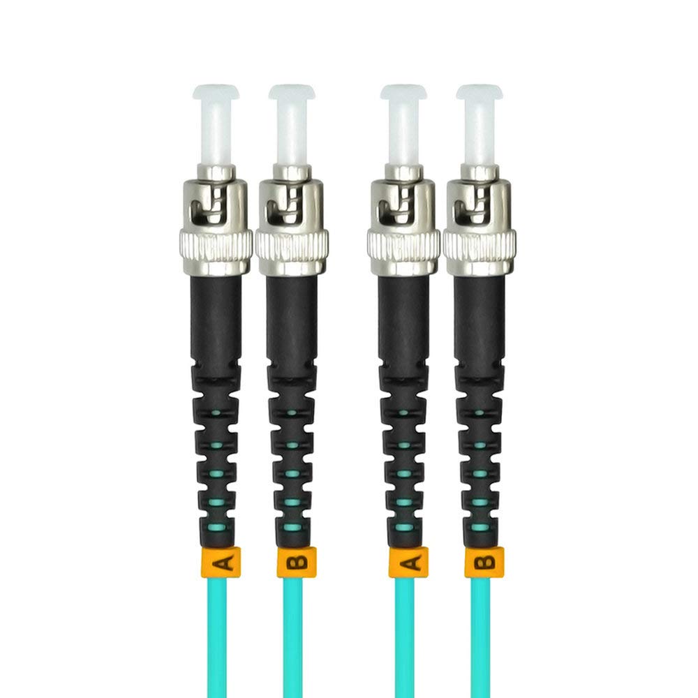 10G OM3 Multi-Mode Fiber Optic Cable 100m (328ft) ST to ST Duplex 50/125 Patch Cord - High-Speed Data Center, Server Room & Network Infrastructure Connectivity