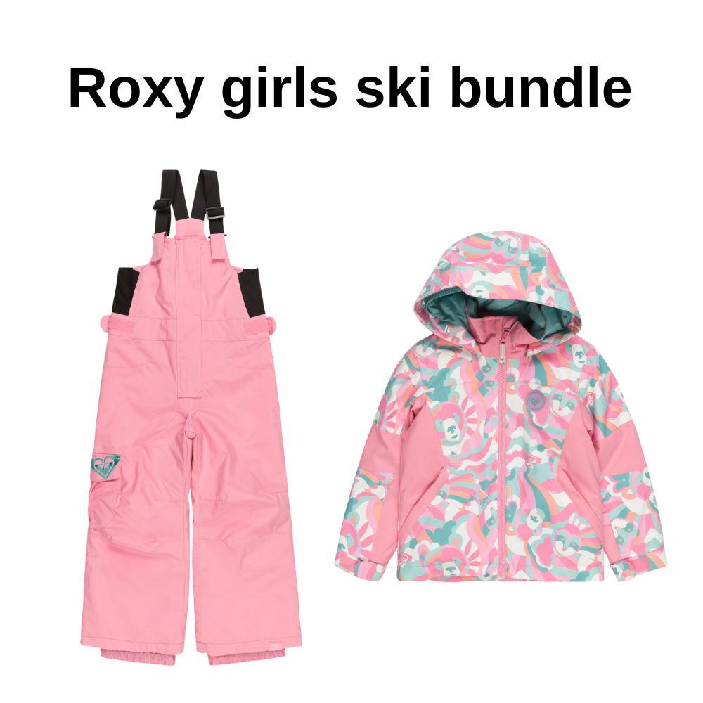Roxy Girls Ski Jacket and Bib Pants Set for Kids 2-7 Years – Warm Winter Snow Outfit for Skiing & Outdoor Activities