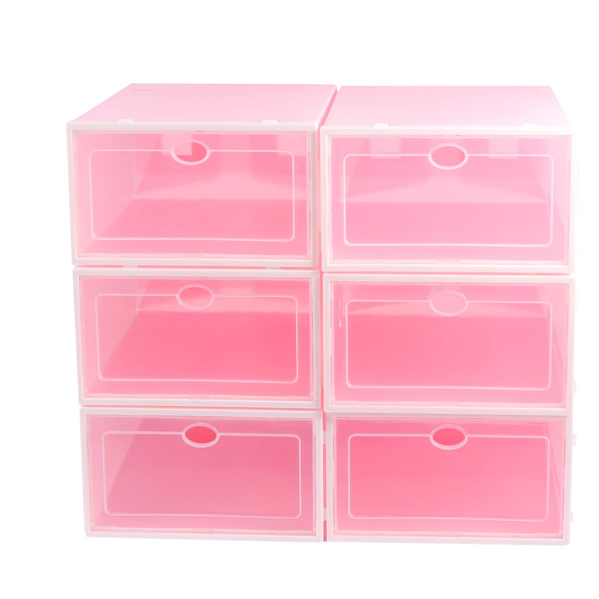 DOITOOL 6-Pack Clear Plastic Shoe Storage Boxes with Lids - Stackable Shoe Organizer for Men & Women - Sports Shoe Rack Containers for Closet, Bedroom, Entryway Organization