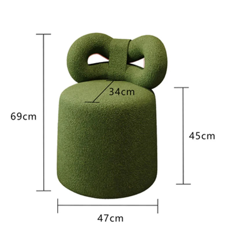 Luxury Cashmere Bow Backrest Stool - Soft & Comfortable Chair for Living Room, Bedroom, or Office - Elegant Home Decor & Seating Solution
