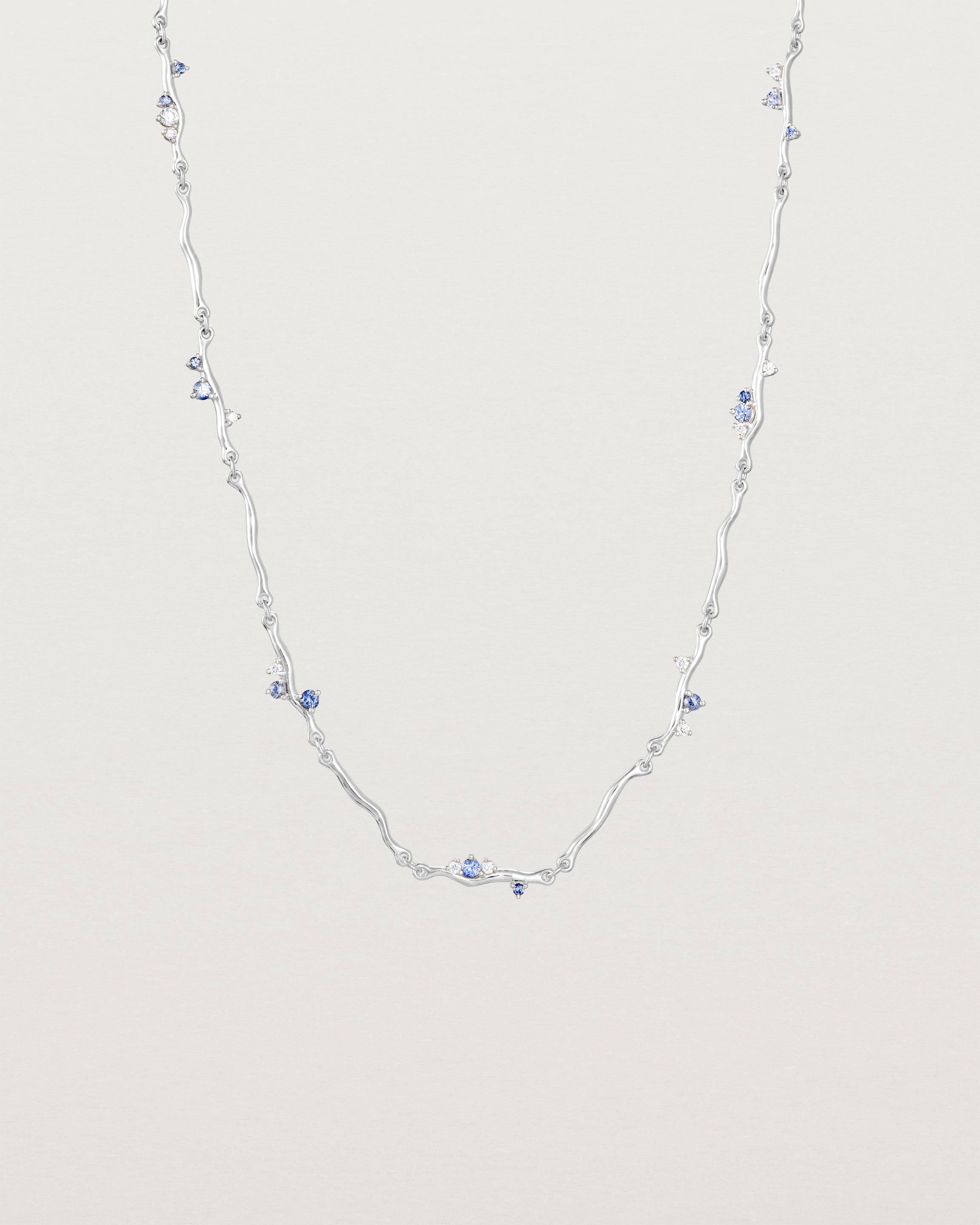 Exquisite Demi Ember Necklace with Genuine Ceylon Sapphires & Diamonds | Elegant Jewelry for Weddings, Anniversaries & Special Occasions