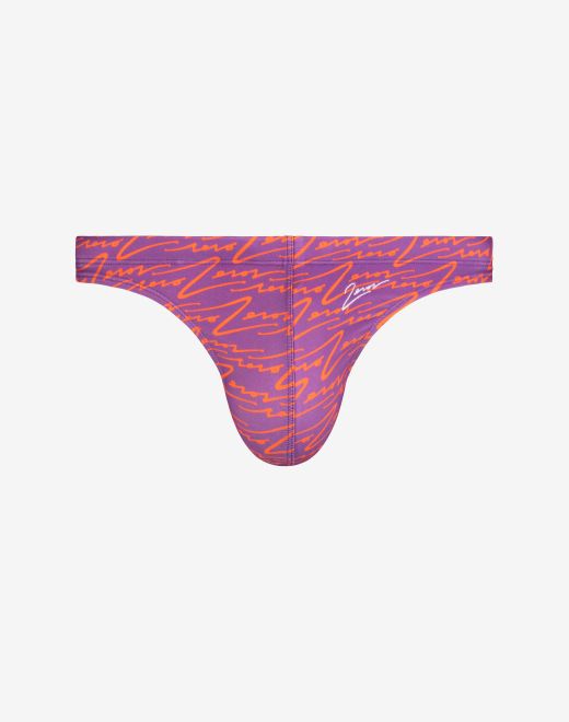 V80 Printed Swim Thong Bikini Bottom - Signature Purple Color for Women | Beach, Pool & Summer Vacation Swimwear