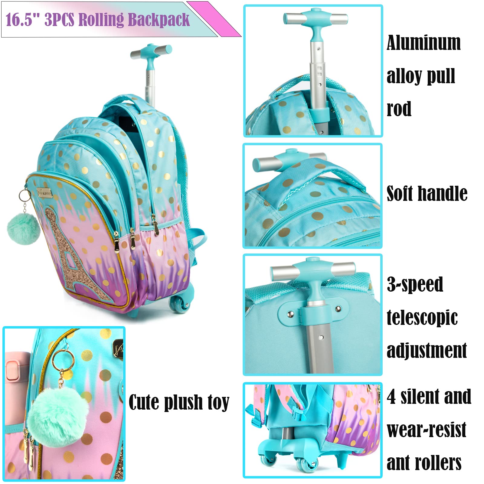 **Egchescebo Kids Rolling Backpack - Durable School Bags for Girls & Boys, Wheeled Luggage Suitcase for Travel & Daily Use**    *Perfect for School, Travel, and Everyday Adventures!*
