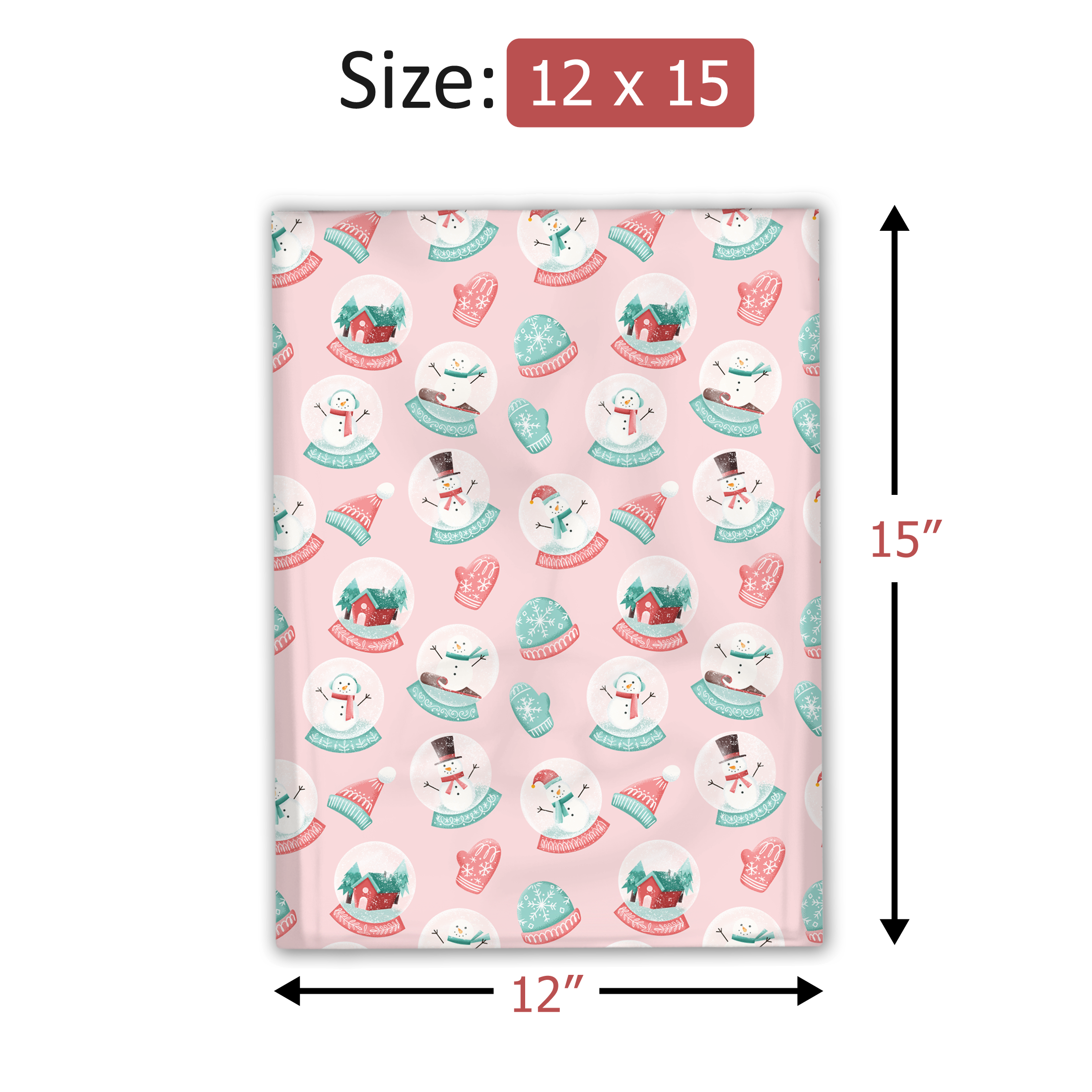 12x15 Premium Printed Snow Globe Poly Mailers - Waterproof Shipping Envelopes for Ecommerce, Gift Bags & Holiday Packaging (Set of 50) - Perfect for Christmas Decorations, Wedding Favors & Small Business Shipping