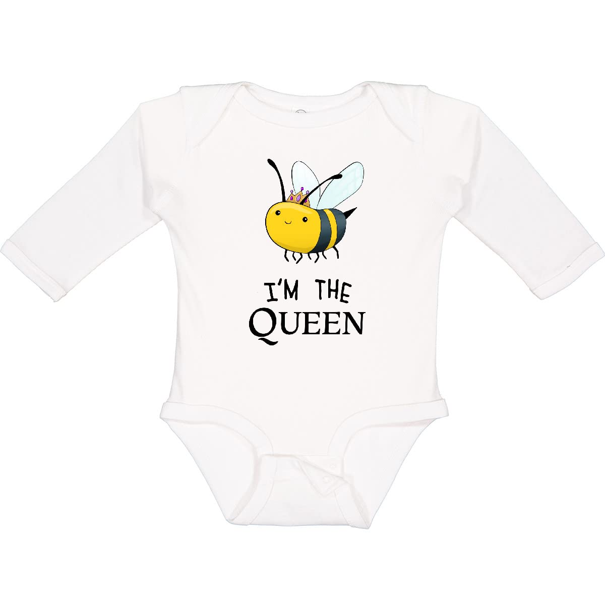 Inktastic 'I'm The Queen' Cute Queen Bee Long Sleeve Baby Bodysuit - Adorable Infant Outfit for Birthday, Photo Shoots & Special Occasions