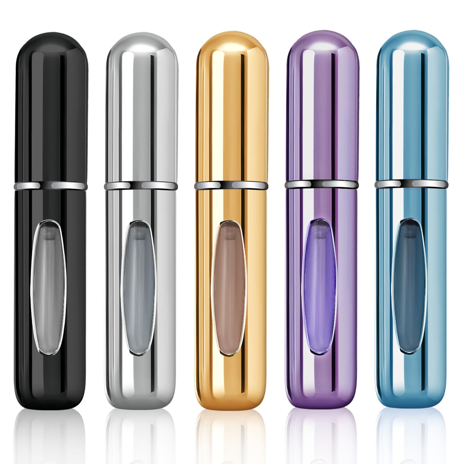 Portable Mini Refillable Perfume Atomizer Bottle - 5ml Travel Size Spray Scent Pump Case (5 Pack) - Perfect for Travel, Gym, Office & On-the-Go Fragrance Touch Ups