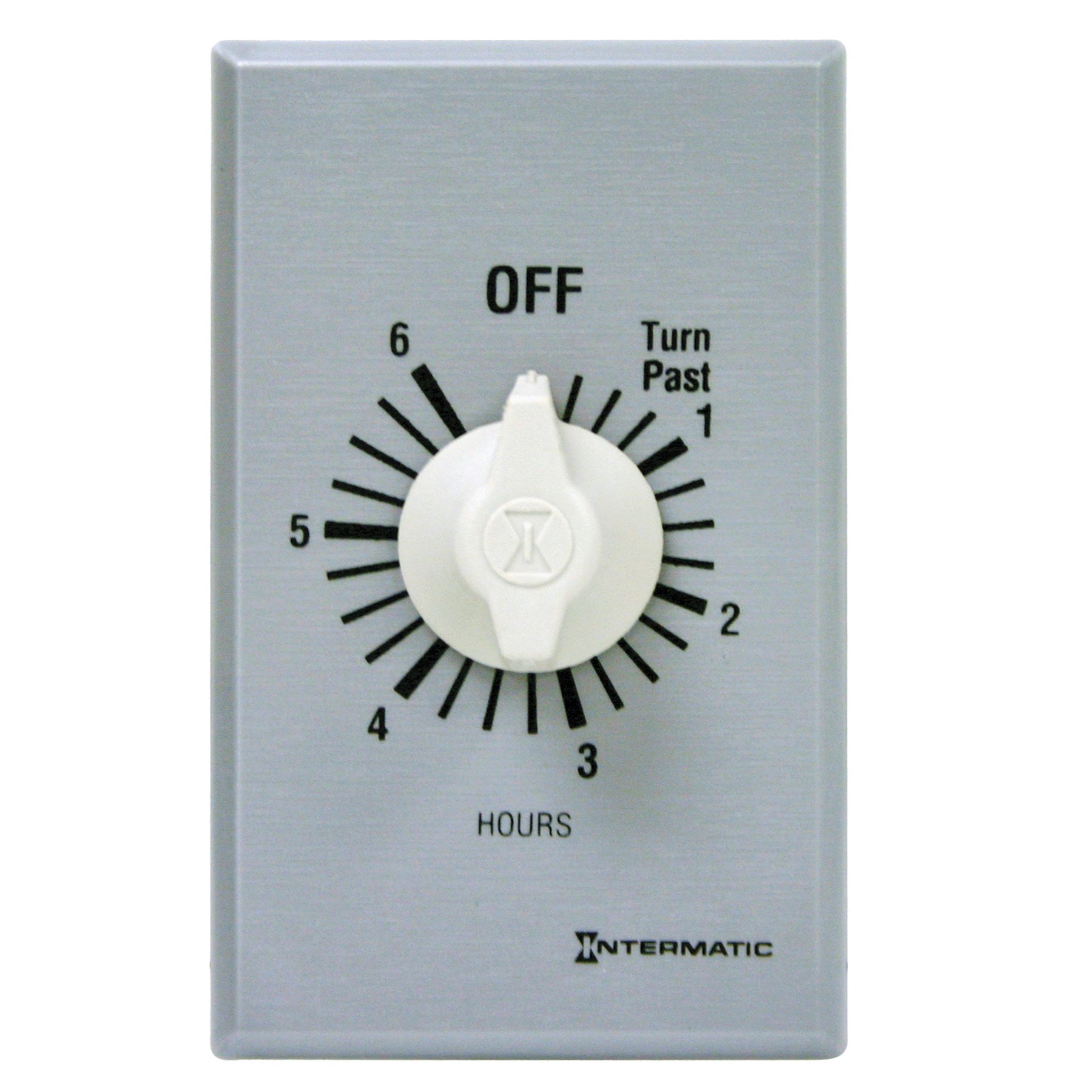Intermatic FF6H 6-Hour Spring Loaded Wall Timer SPST No Hold - Universal Energy Saving Timer with Brushed Metal Finish - Perfect for Lights, Pumps & Appliances - Automatic On/Off Control for Home & Office Use