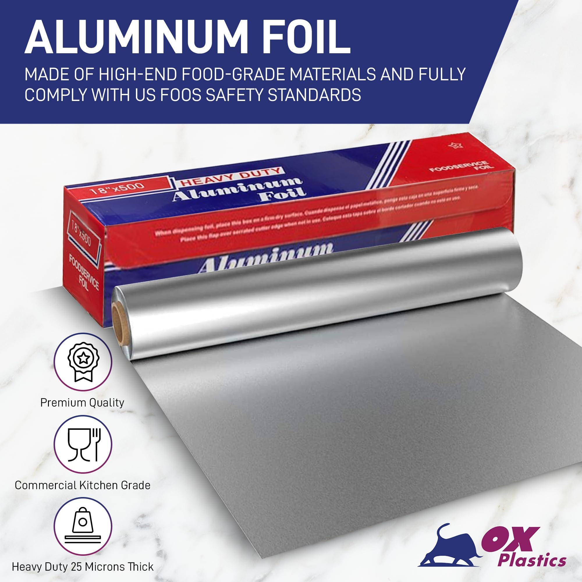 Premium Heavy-Duty Aluminum Foil Roll - Commercial Grade 18