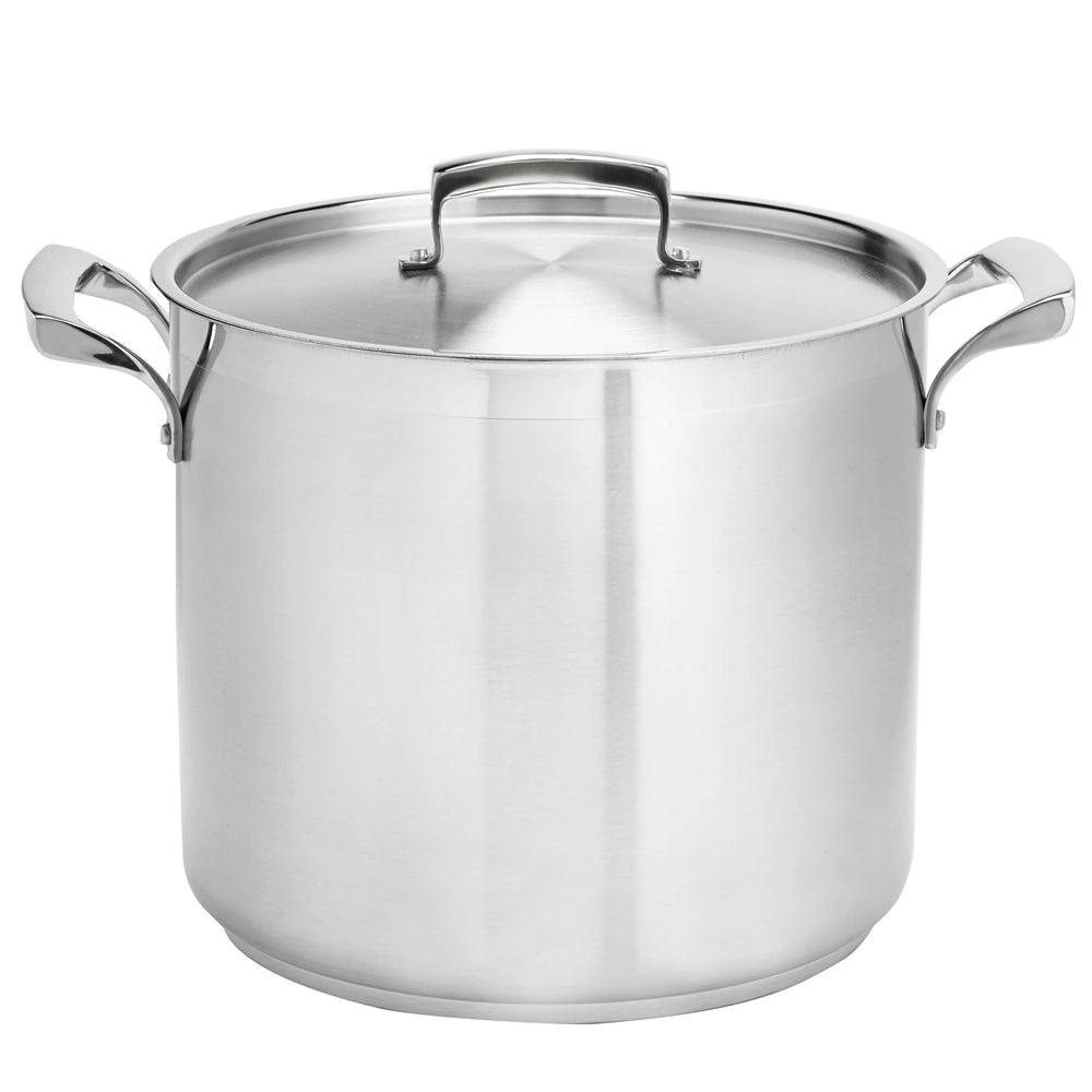 Browne 60 Quart Thermalloy Stainless Steel Deep Stock Pot with Lid - Large Cooking Pot for Soups, Stews, Pasta & Canning - Commercial Grade Restaurant & Home Kitchen Use