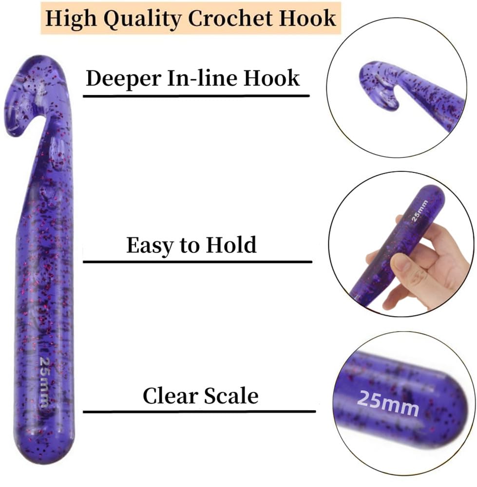 Chunky Yarn Crochet Hooks Set 12mm-25mm (22pcs) for Arm Knitting & Blankets