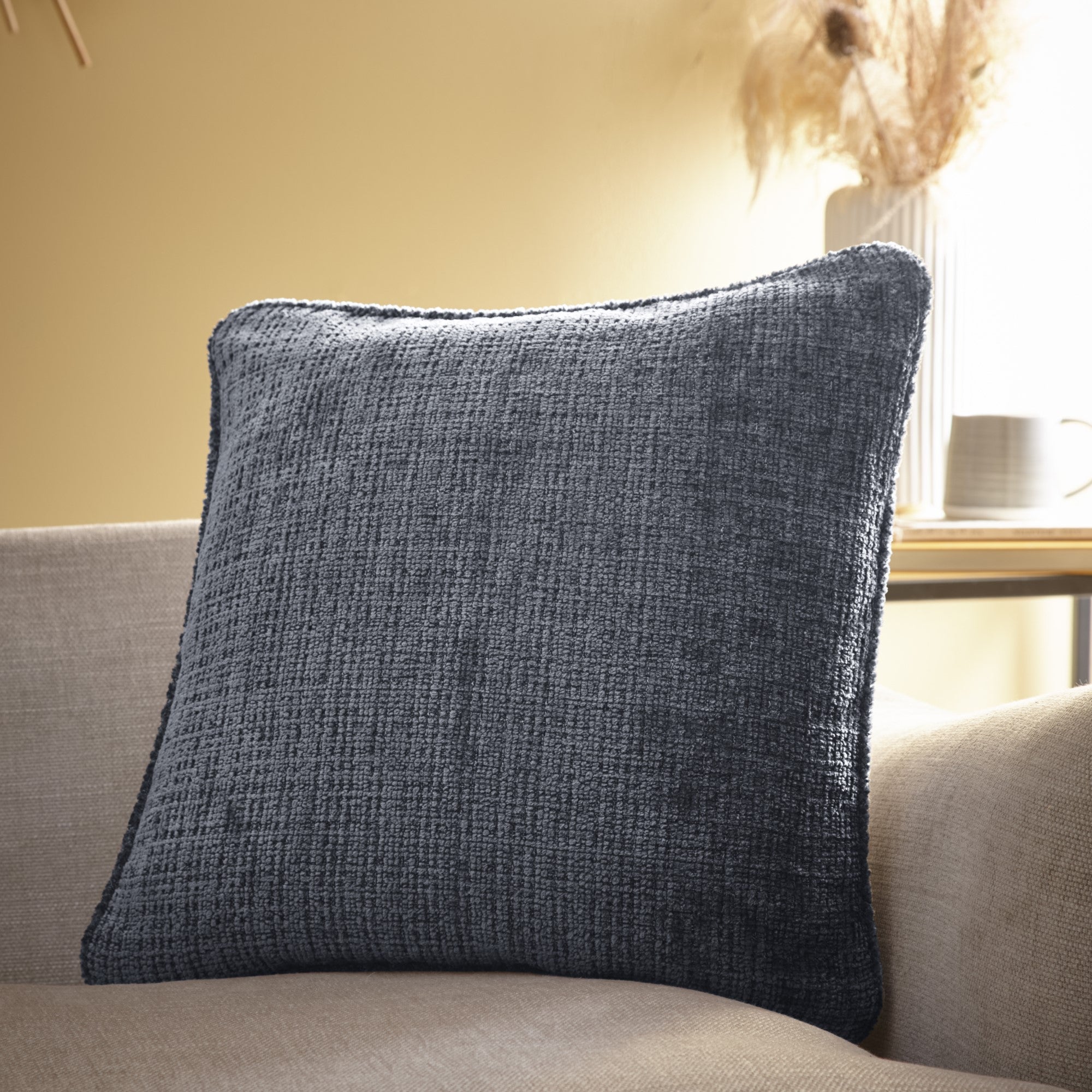 Appletree Loft Alba Cushion - Premium Charcoal Gray Decorative Throw Pillow for Sofa, Bed & Home Decor | Soft & Stylish Accent Pillow for Living Room, Bedroom & Office